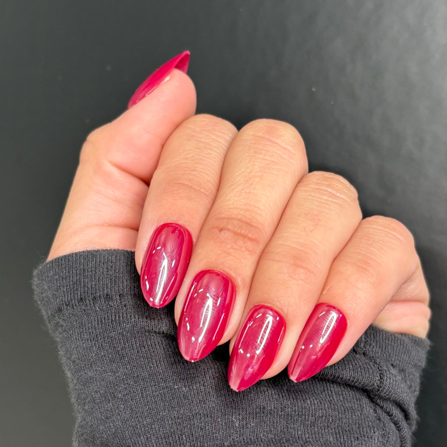 RED BABE Press-On Nails by Lavaa Beauty | Short Almond Red Chrome Nails