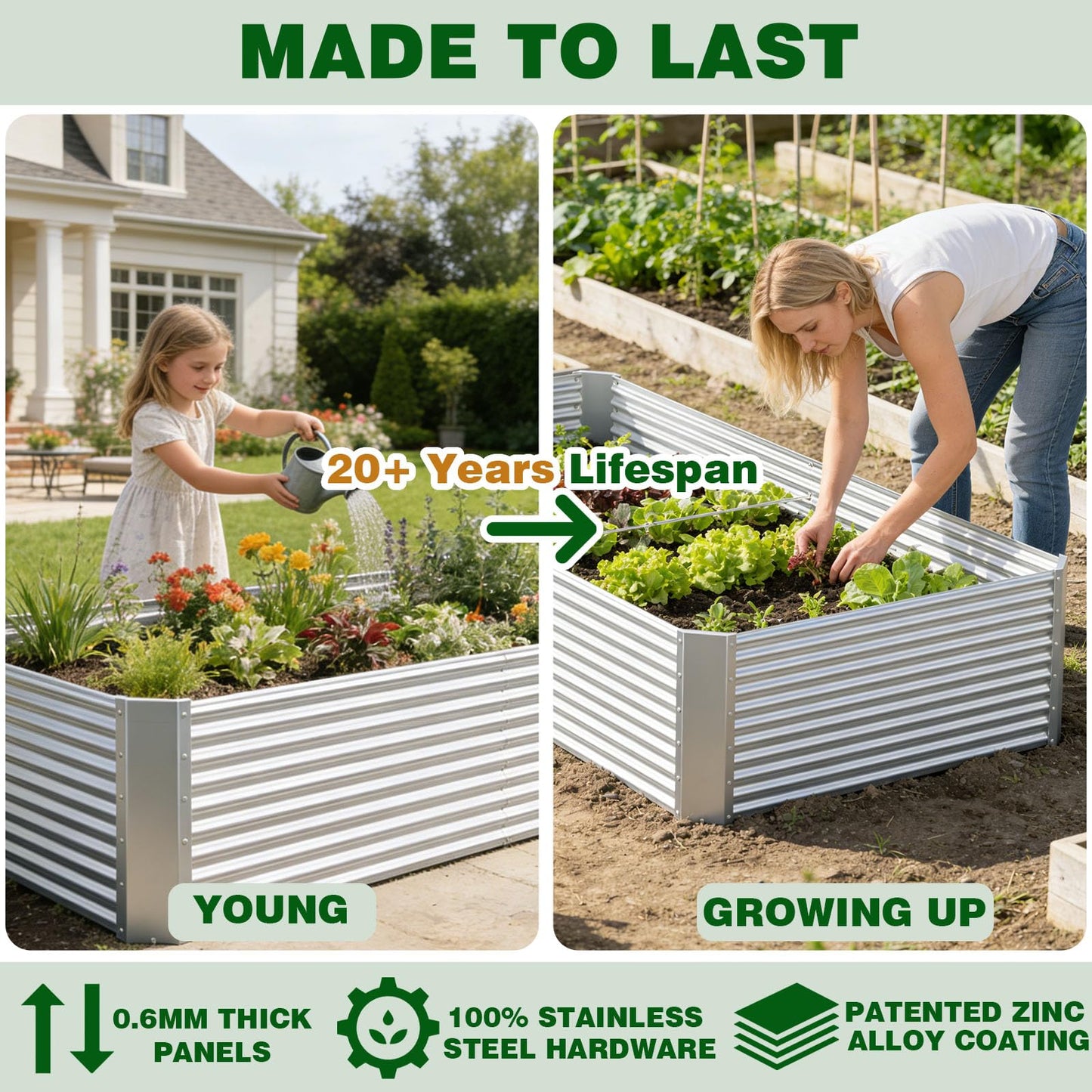 Annzoe 4 Pcs 6 x 3 FT Galvanized Steel Raised Garden Bed, Large Metal Planter Box with Rustproof Finish, Easy Assembly Outdoor Garden Box for Vegetables & Herbs