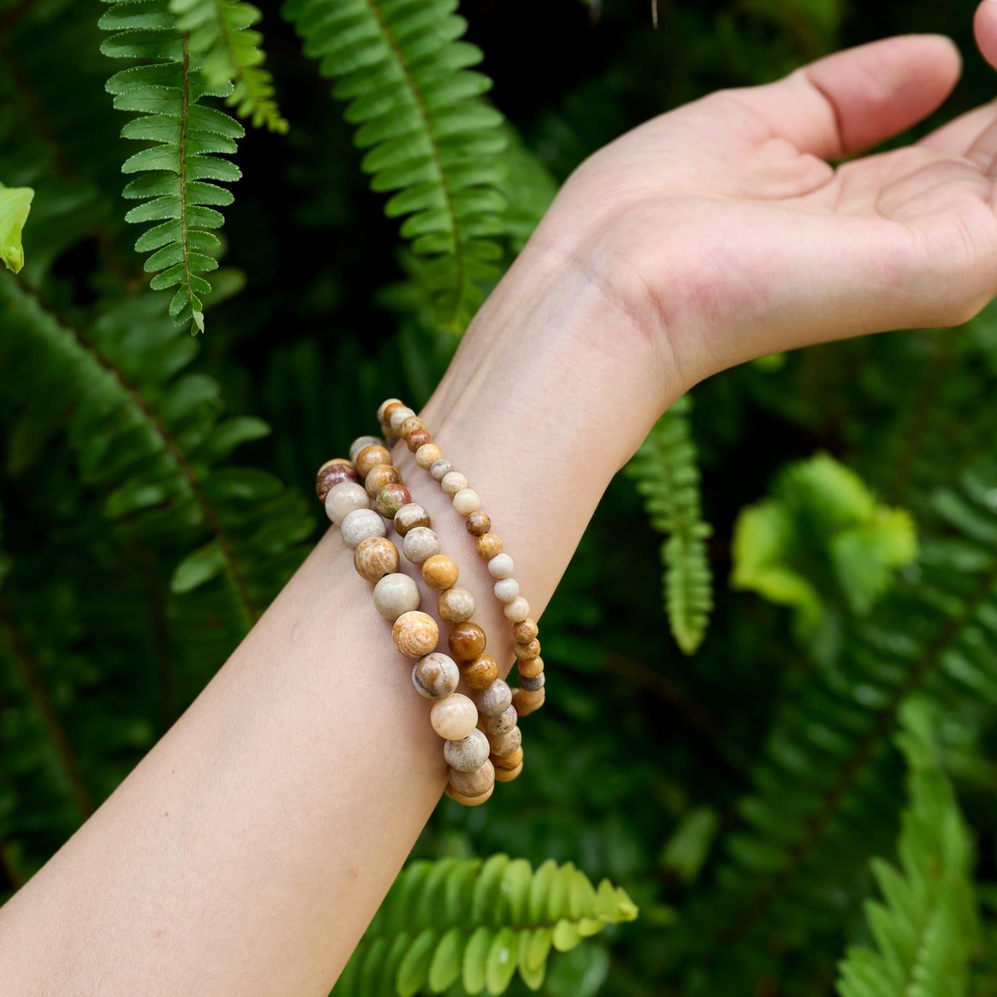 Bivei Coral Jade-Creativity &Calm-4mm Beaded Bracelets for Women Handmade Semi Precious Natural Stone Stretch Elastic Jewelry Yoga Protection Gifts