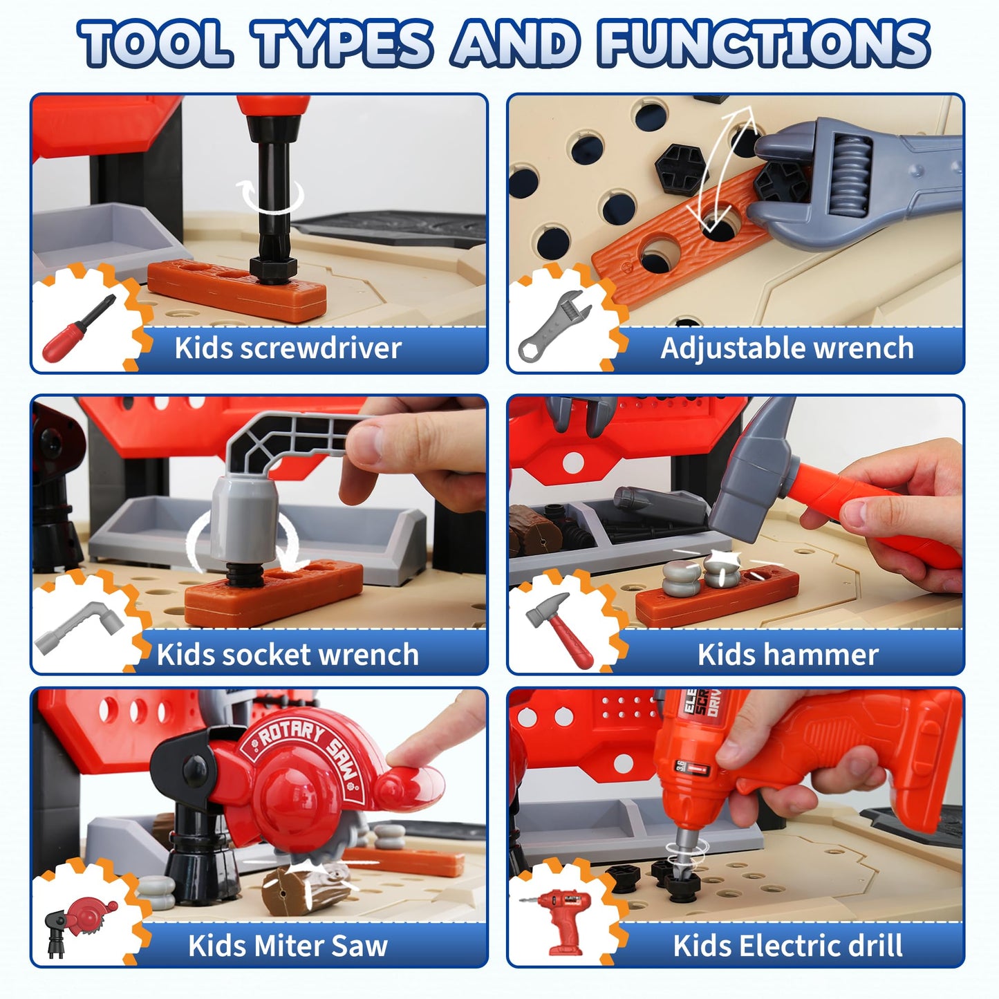 Toddler Tool Bench Set, 79pcs Pretend Construction Toy Set with Drill for Kids Workbench Playset, Tool Bench for Kids Ages 3-5 Years Old, Storage Box for Boys, Perfect Birthday (Red)