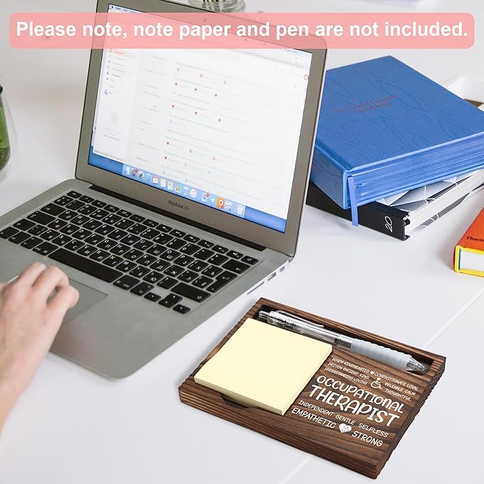Occupational Therapist Appreciation Gifts, Thank You Gift for Occupational Therapist, OT Office Coworkers Staff Appreciation Gifts, Sticky Note Holder Wooden Notepad & Pen Holder 6.5" x 4.7" - FTA265