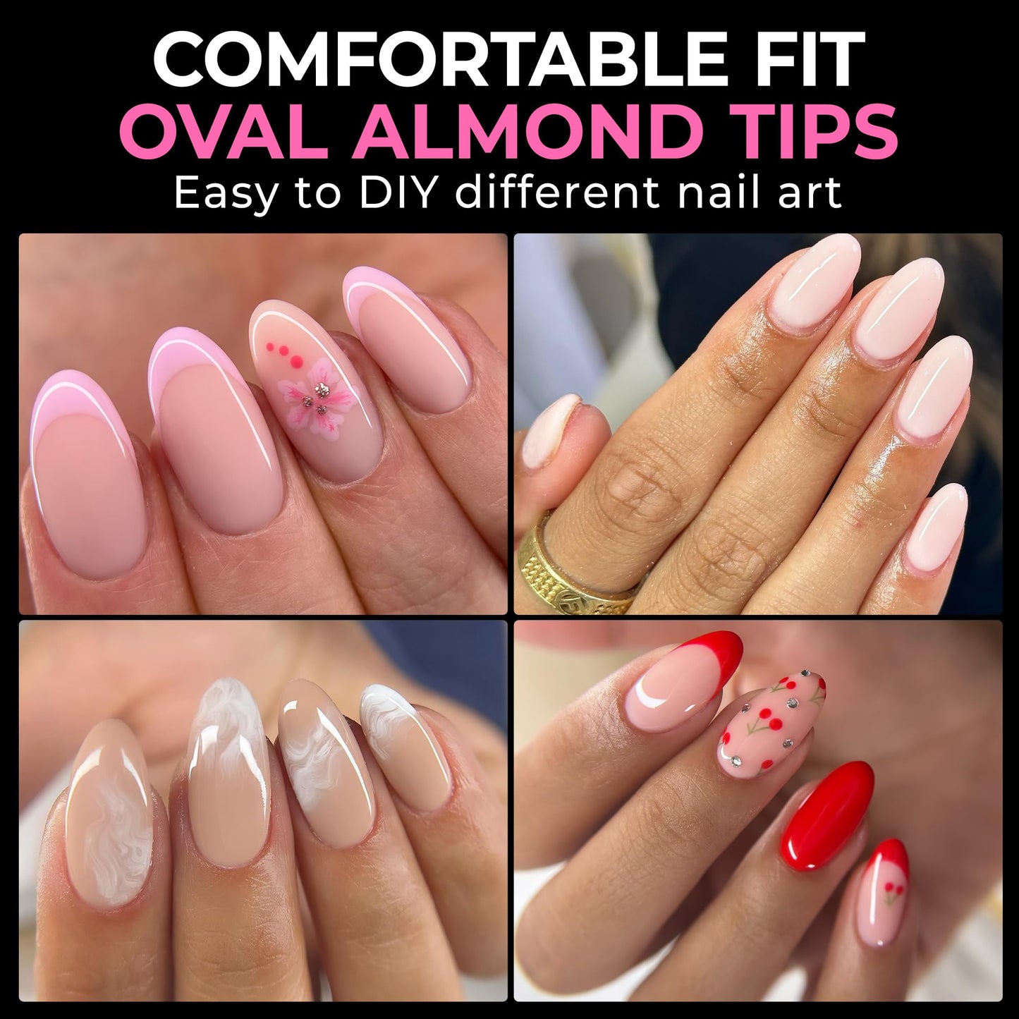 UNA GELLA Medium Oval Fake Nails Pre-shape 216pcs Round Gel Nail Tips Press on Nails for Full Cover Acrylic Round Oval Full Nails False Nails 12 Sizes False Soft Gel Tips
