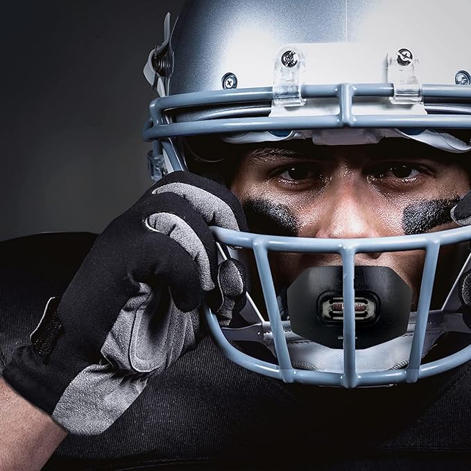 DAMAGE CONTROL Youth Football Mouth Guard – Breathable No Boil Mouthpiece, Protects Lips & Teeth, Works with Braces, Includes Helmet Strap – Sports Gear & Accessories (Black)