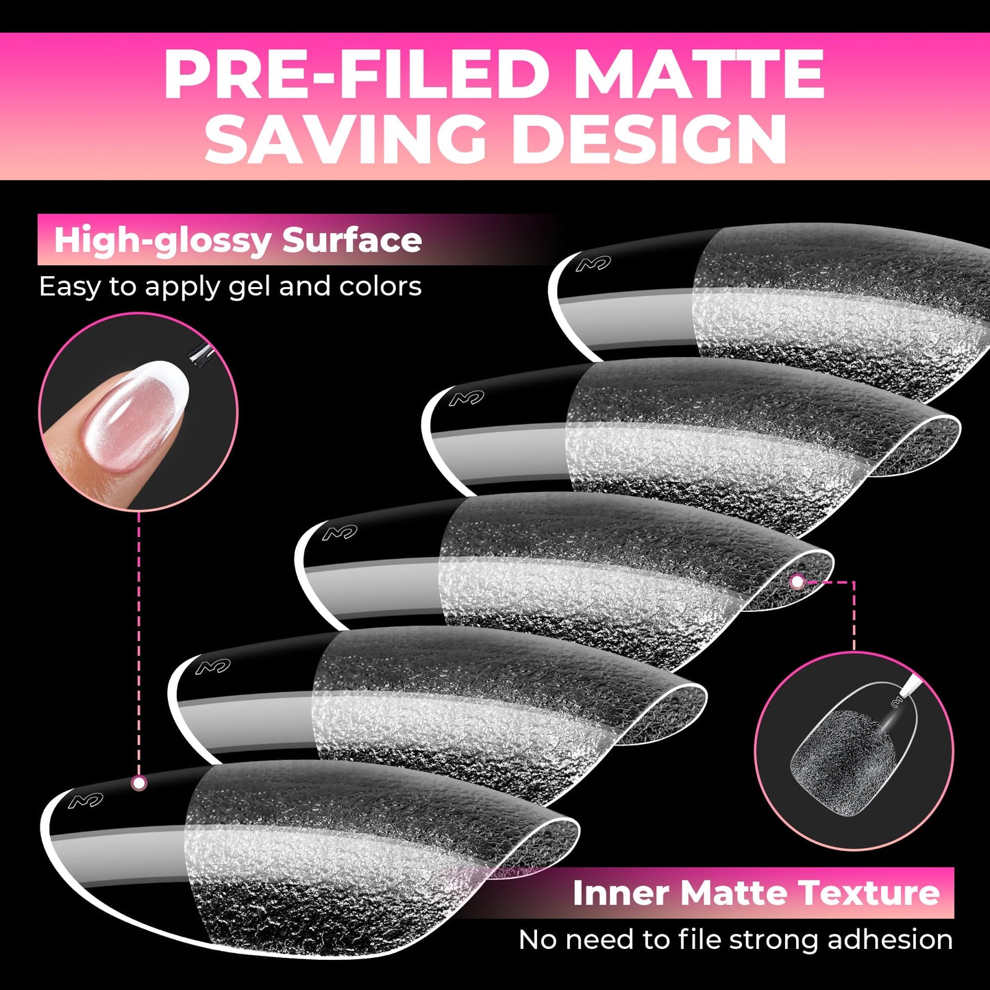 UNA GELLA Short Oval Round Nail Tips 360Pcs Pre-shaped Half Matte Oval Gel Nail Tips Full Cover Oval Round Press on Nails Clear Acrylic Fake Nails for Nail Extensions Home DIY Salon 15 Sizes