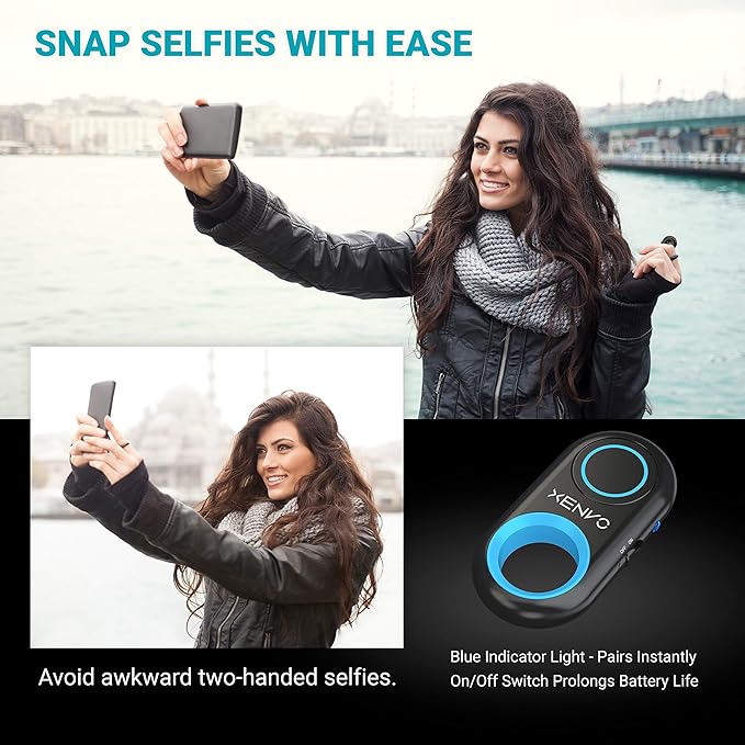 Xenvo Shutterbug - Camera Shutter Remote Control - Bluetooth Wireless Selfie Button Clicker - Compatible with iPhone, iPad, Android, Samsung, and Google Pixel Cell Phones, Smartphones and Tablets