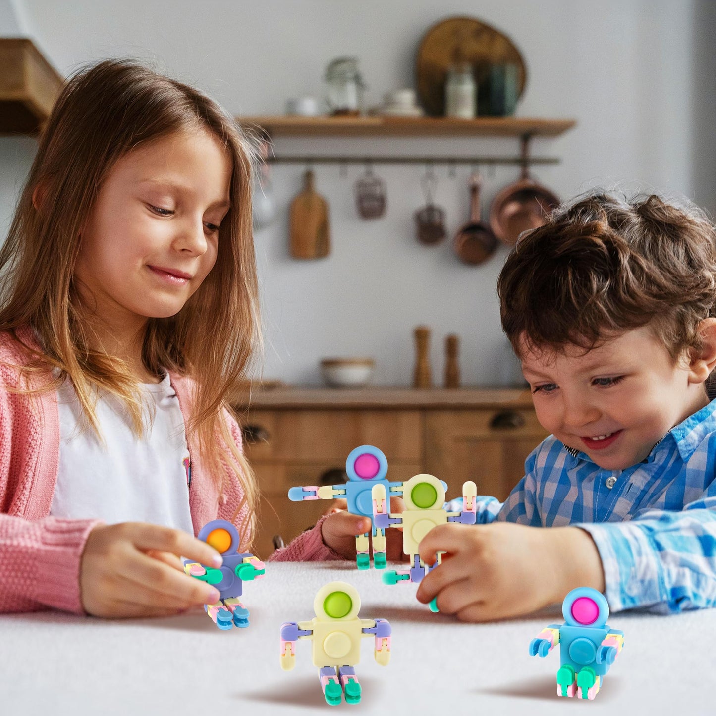 ArtCreativity Light Up Transparent Sensory Car Toy + 3 in 1 Robot Pop It Fidget Combo Pack