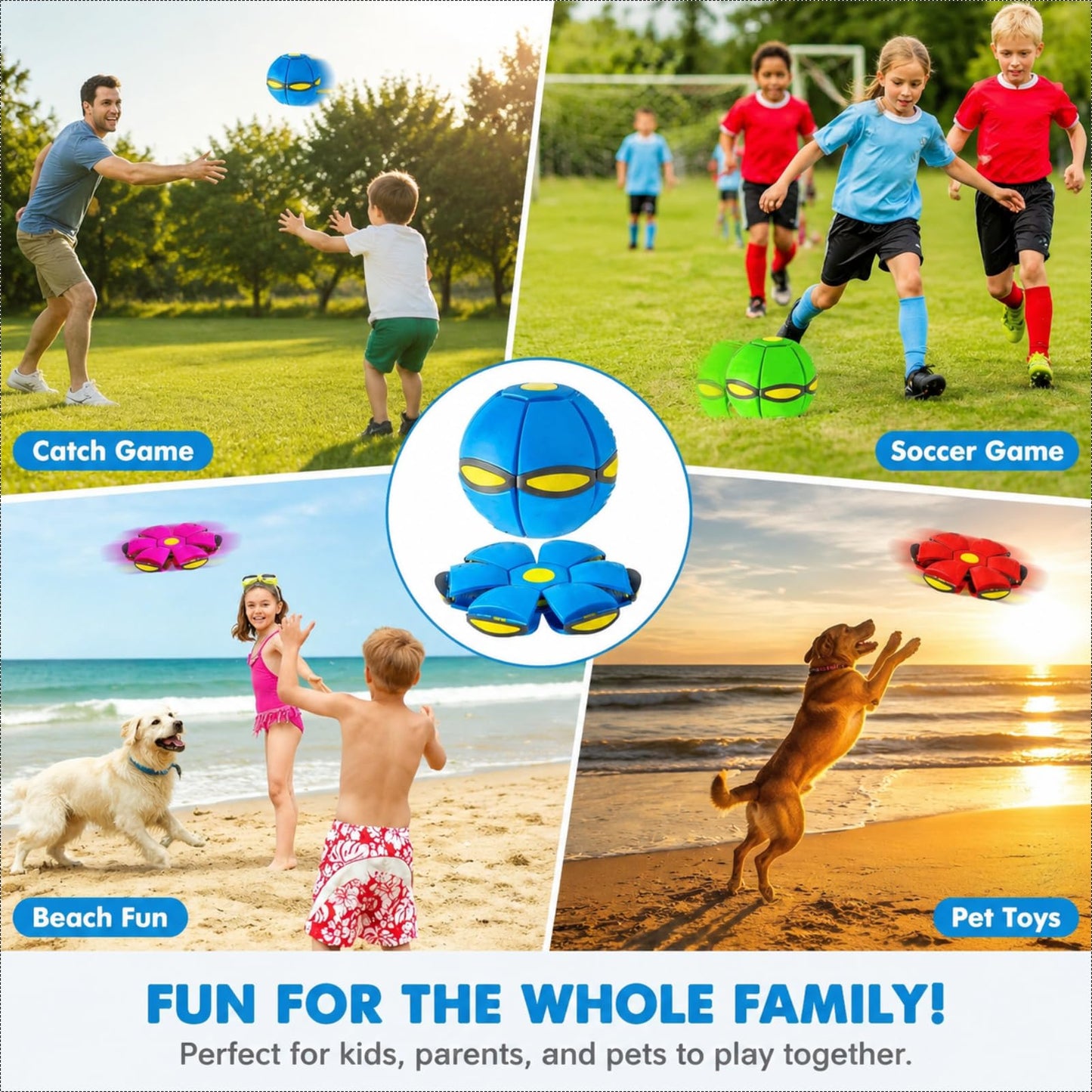 VANCON Magic Ball, Parent-Child Interaction Magic Metaball Flying Saucer, Time Delay Transformation Magic Bouncy Ball with 6 Light, Suitable for Indoor & Outdoor Use (Pink)
