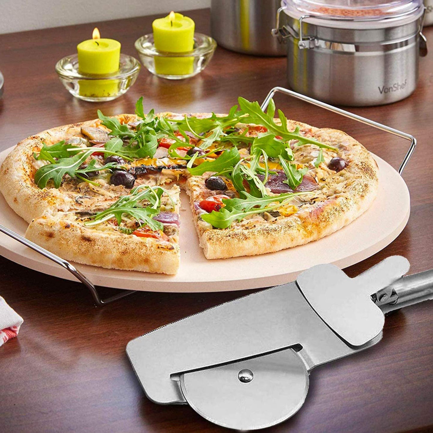 NewlineNY Multipurpose Pizza Cake Cutter Wheeler and Tong 3-in-1 Utensil Knife