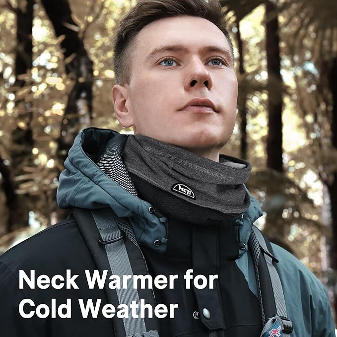 MCTi Neck Gaiter Warmer Winter Fleece Scarves Beanie Hat for Skiing Cycling Elastic Closure