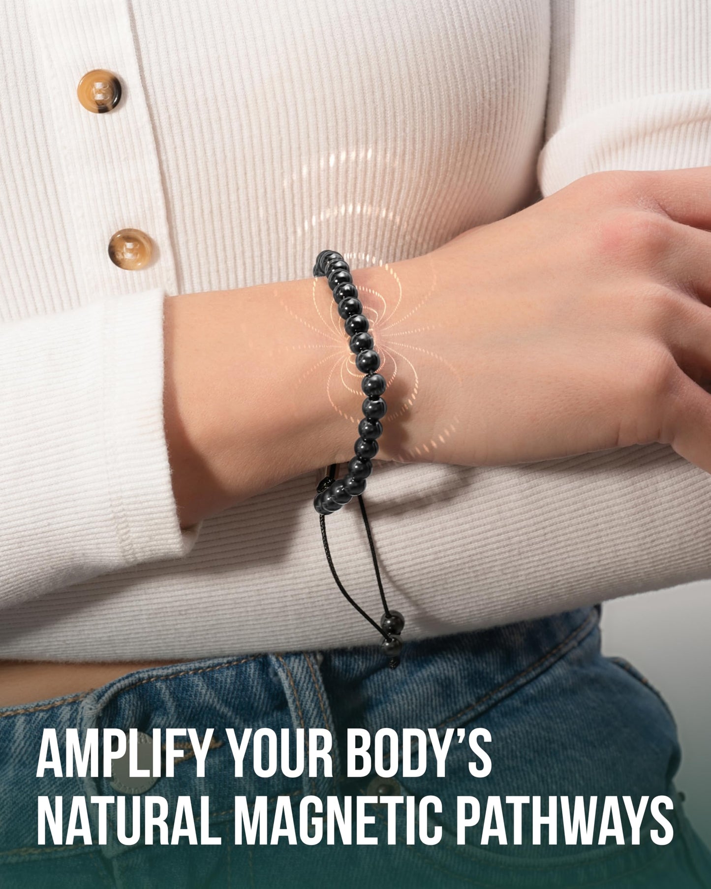 MagnetRX® Hematite Magnetic Bracelet - Max Strength Magnet Stones - Beaded Magnetic Hematite Bracelets (Classic 8mm Bead)