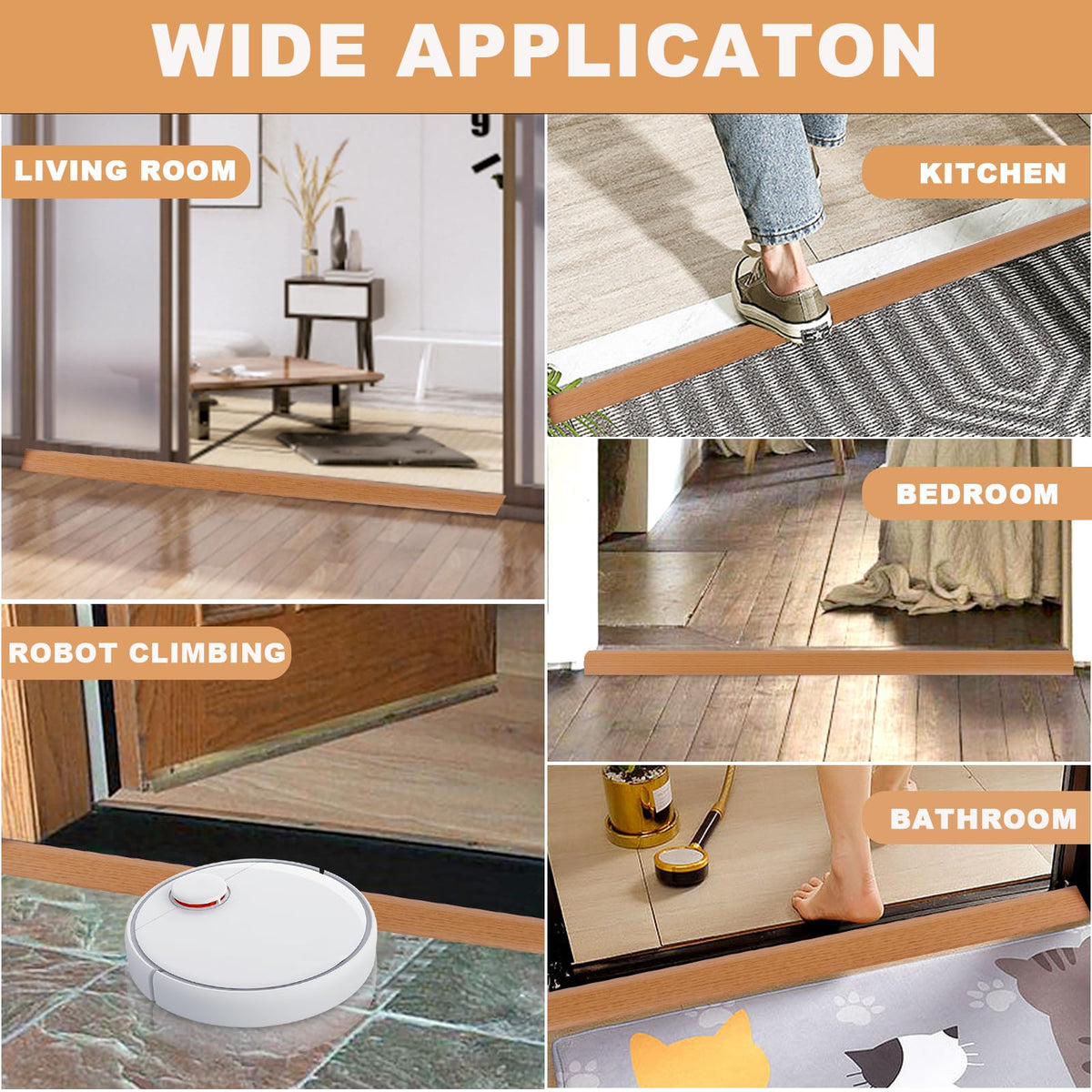 Vinyl Door Threshold Flooring Transition Strip Self Adhesive Carpet Edging Strip for Laminate Doorway Edge Threshold from 3 (10 Foot)
