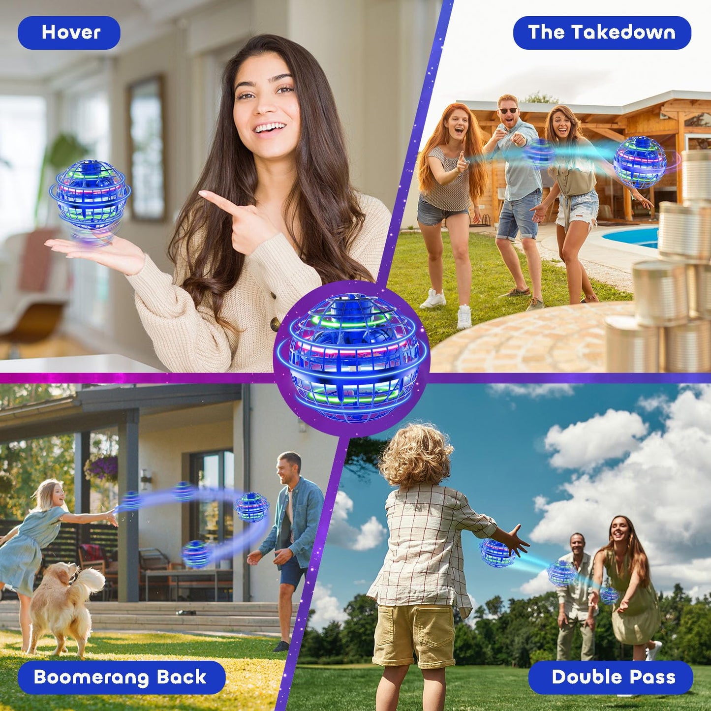 Tikduck Flying Orb Ball 2026 Toys Soaring Hover Pro Boomerang Galactic Fidget Cool Magic Hand Controlled Mini Drone Cosmic Globe Spinner Safe for 6 7 8 9 10+ Year Old Kids Outdoor Toys (Blue)