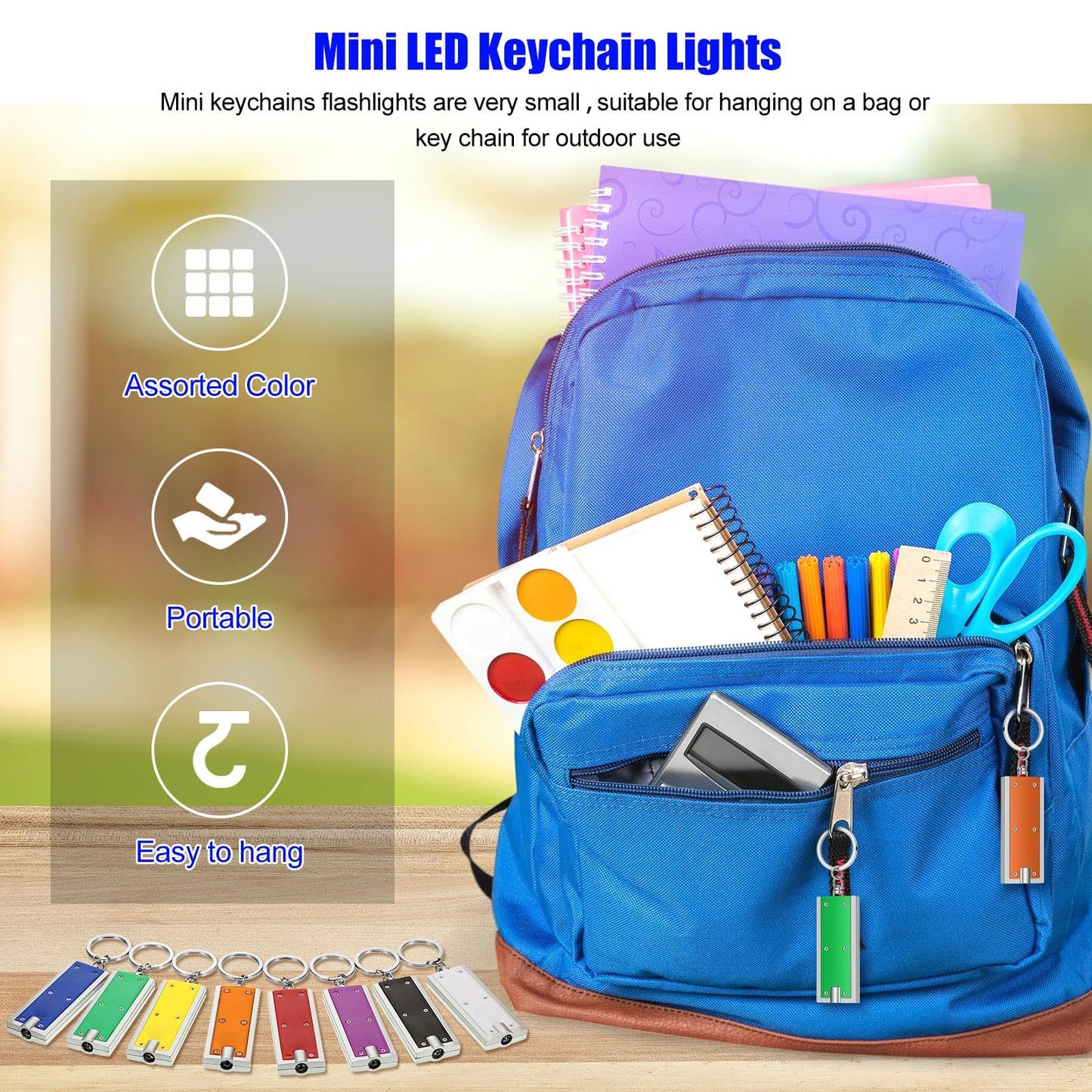 Hicarer 48 Pieces Flashlights Keychain Bulk Mini Powerful LED Keychain Lights Portable Flashlight for Emergency Camping Outdoor Equipment Party Bulk Gifts