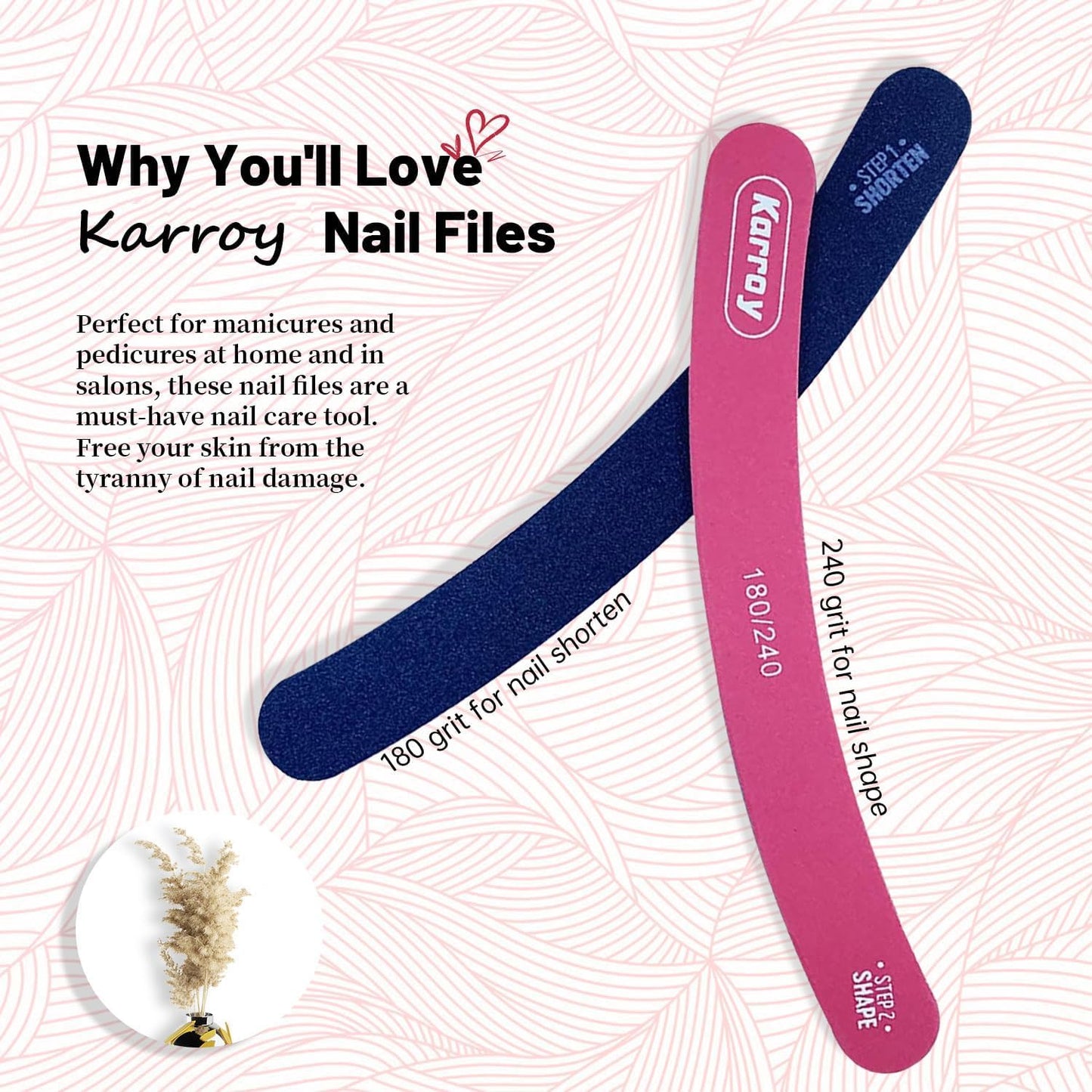 HiLemon Nail Files, Dual Sided Nail Files for Natural Nails, Emery Boards Nail Filer for Acrylic Nails 180/240 Grit 20pcs