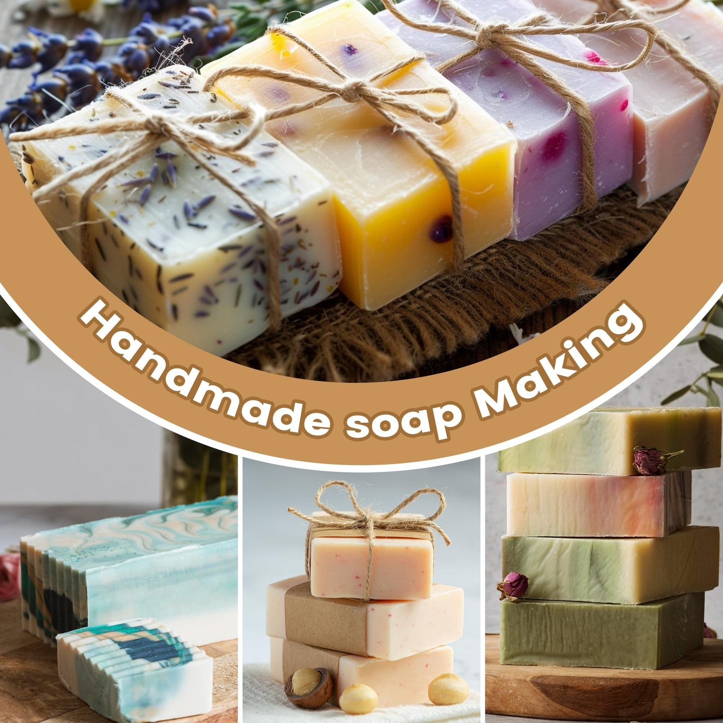 LFISGNN Soap Making Kit with 4 Flavored 4.4 lbs Soap Base, DIY Soap Making Supplies Kits for Adults with Soap Melting Pot, Soap Base (Shea Butter, Glycerin, Aloe, Goat Milk) and 5 Soap Molds
