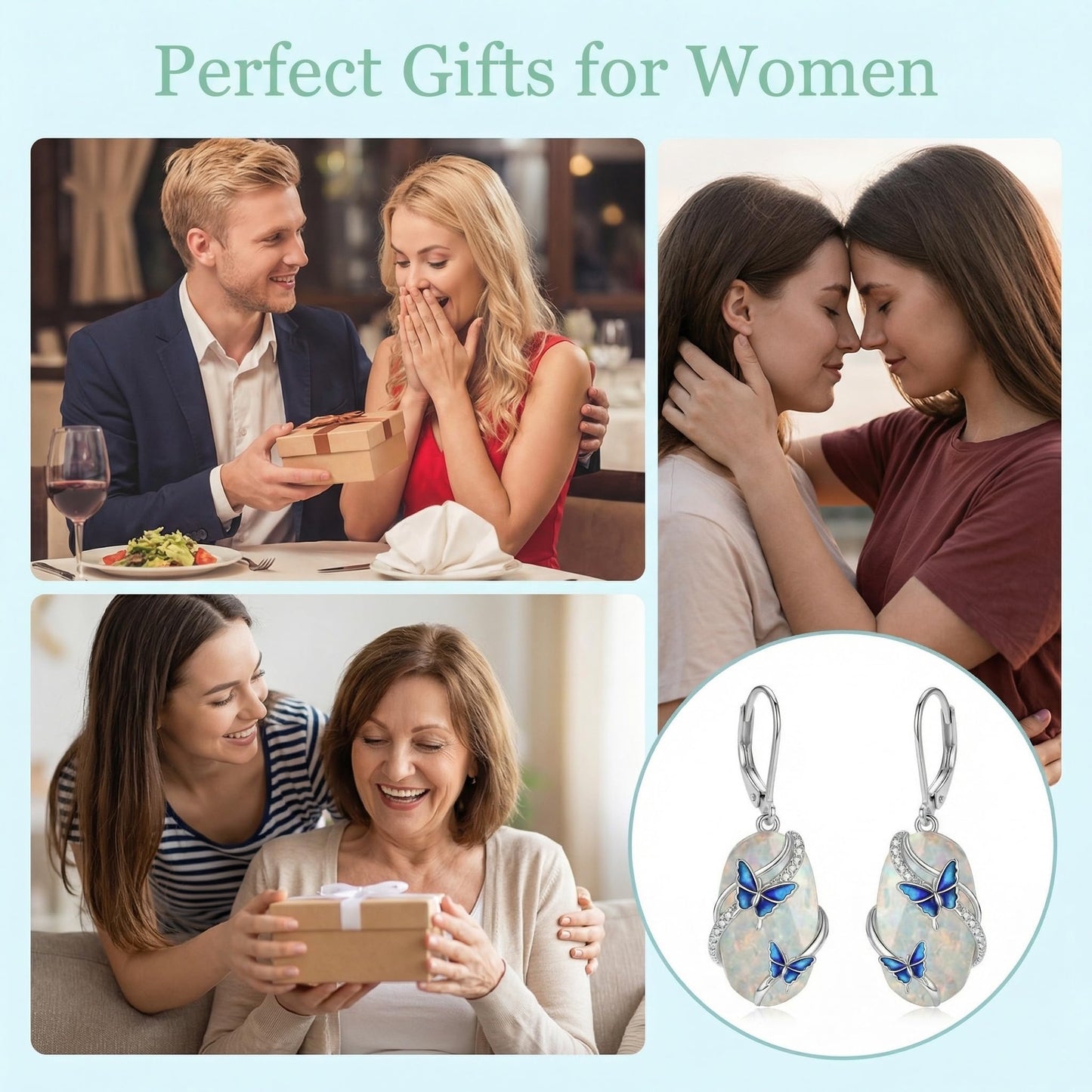 ONEFINITY Opal Butterfly Earrings Opal Earrings Butterfly Jewelry Gifts for Women