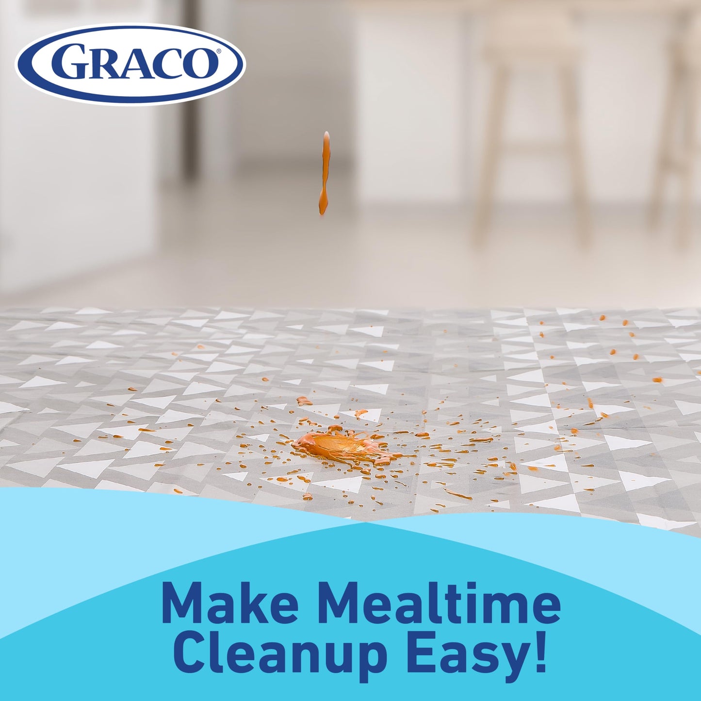 Graco Baby Disposable Splat Mats, 30 Sheets with Assorted Designs, 47" x 40", Eco-Friendly Floor Protector for Mealtime, Home & Restaurant Use