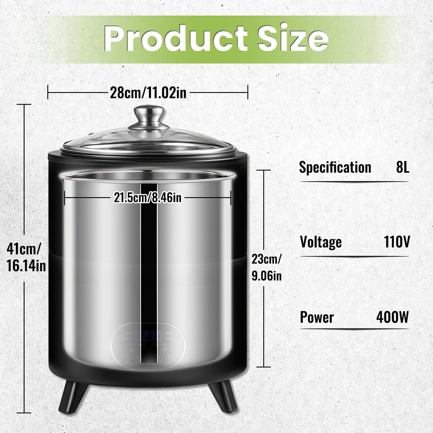 8L/8qt Yogurt Maker Machine, Yogurt Maker with Time and Temperature Control, Commercial Yogurt Maker, Black garlic fermentation machine, Sweet Rice Wine Maker for Home (black, 8L)