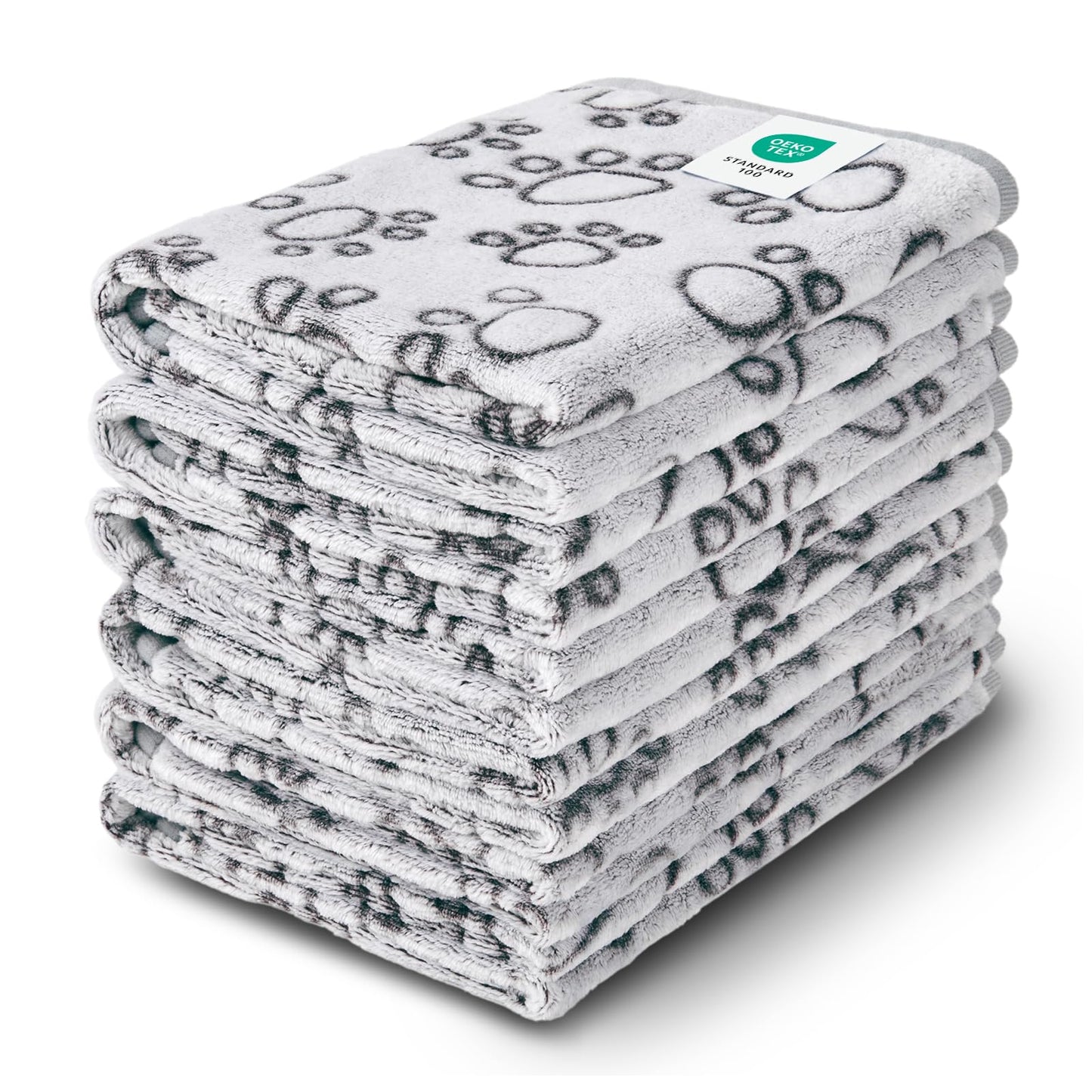 Luciphia 1 Pack 6 Dog Blankets Cat Soft Fluffy Fleece Pet Blanket Warm Cute Print Design Puppy Kitten Doggy Paw Grey Medium(30"x20")