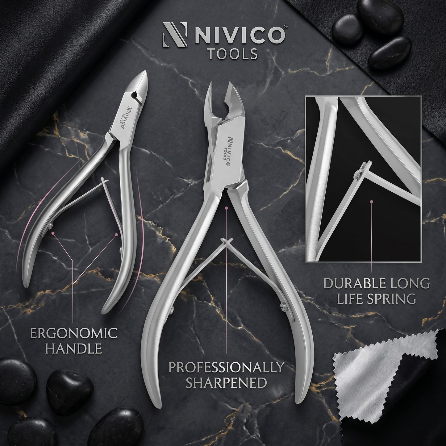 Nivico Tools Professional Cuticle Nipper – Surgical Stainless Steel Cuticle Trimmer & Hangnail Clipper – Ultra-Sharp Precision Jaw with Frictionless Double Spring for Manicure & Pedicure Care