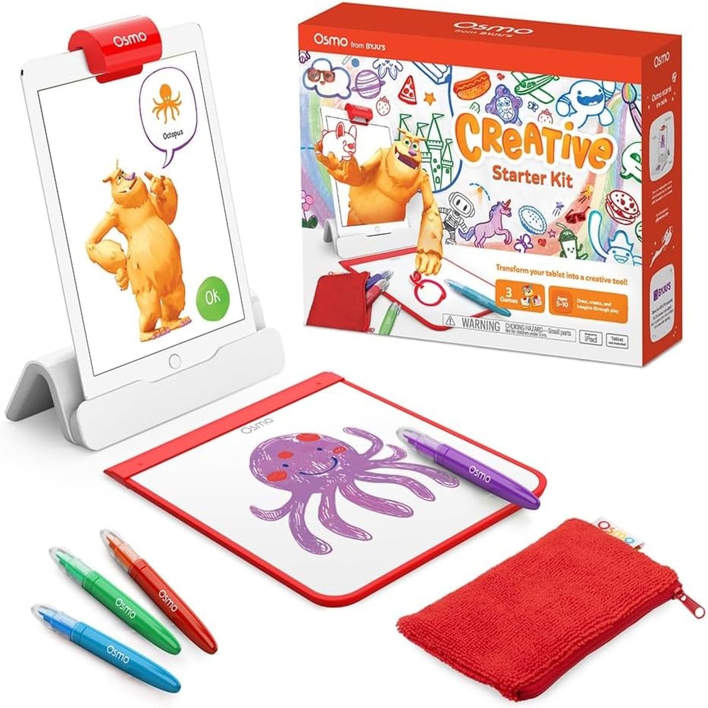 Osmo - Creative Starter Kit for iPad - 3 Educational Learning Games - Creative Drawing & Problem Solving/Early Physics - STEM Toy Gifts for Kid, Boy & Girl - Ages 5-10 (Osmo Base Included)
