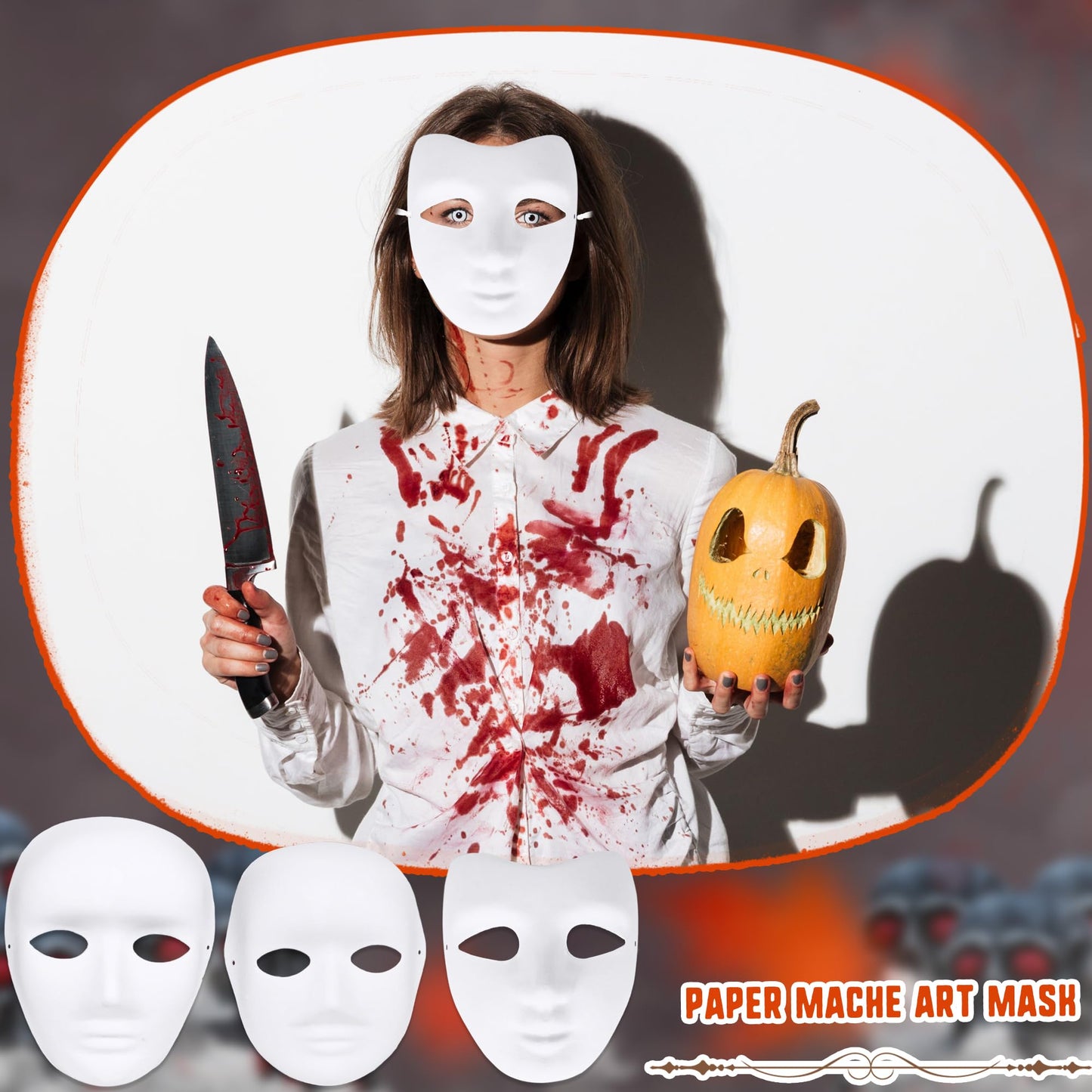 Fahacop 60 Pcs Paper Mache Mask Paintable White Masks DIY Paper Mache Masks for Halloween Artistic Theater Cosplay Art Class Party Decorations, 3 Sizes