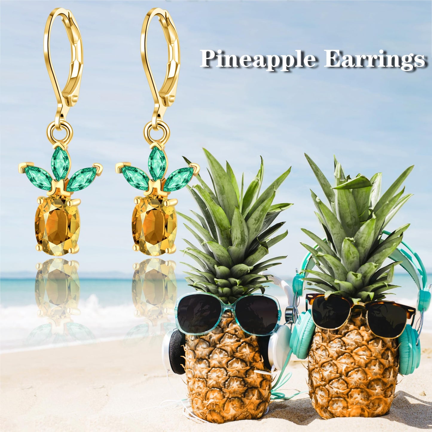 HELORET Pineapple Earrings Leverback Earrings Fruit Dangle Earrings Jewelry for Women
