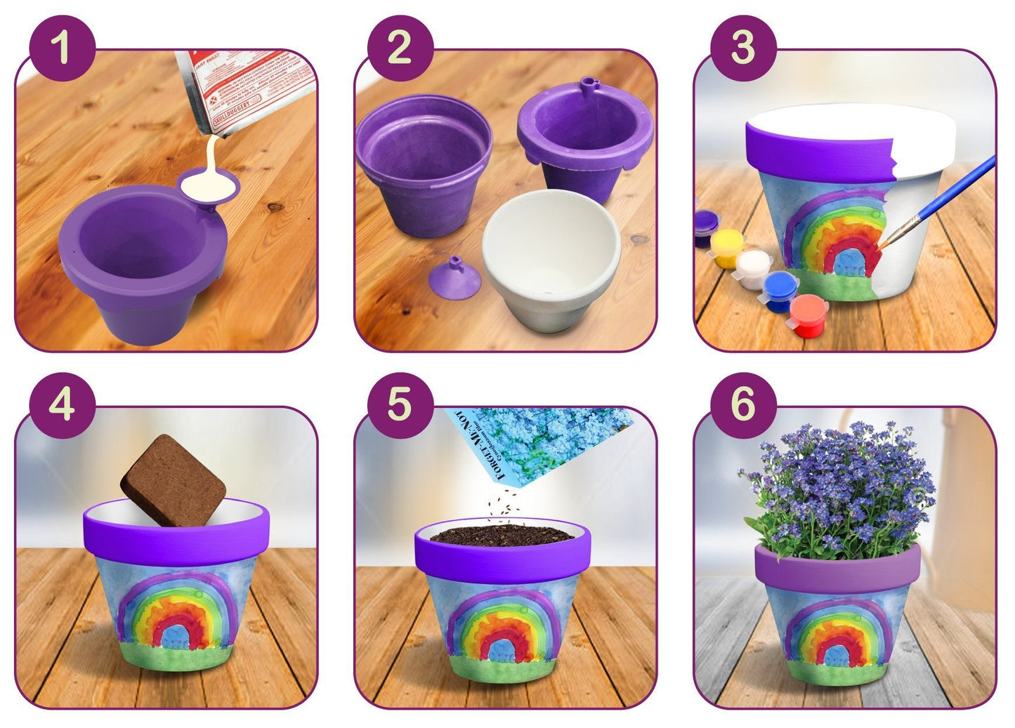 Perfect Craft Award Winning 3.25" Flower Pot Cast & Paint Kit with Perfect Cast Casting Material and Reusable Mold