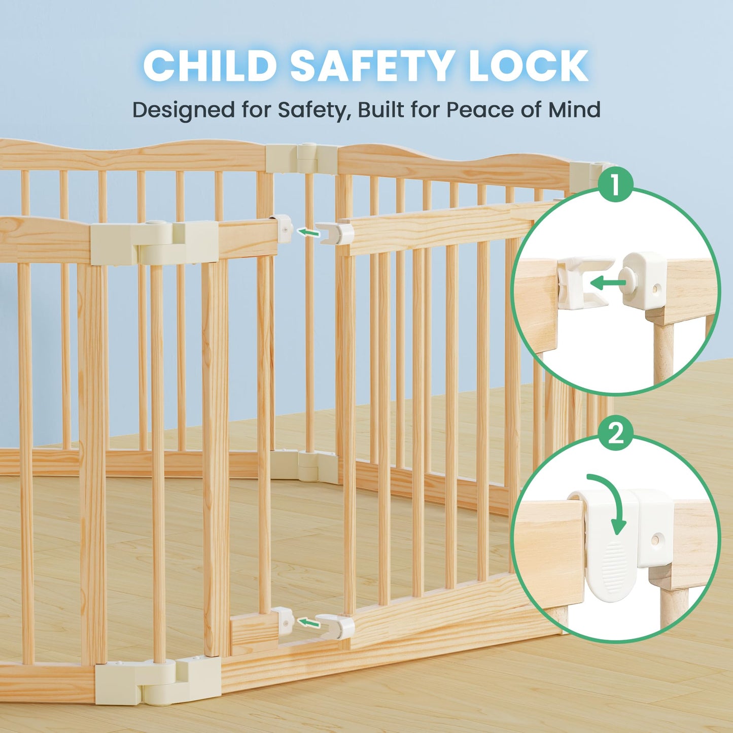 7-in-1 Foldable Wooden Toddler Climbing Toys, Foldable Wooden Playpen - Adjustable Wood Baby Play Yard