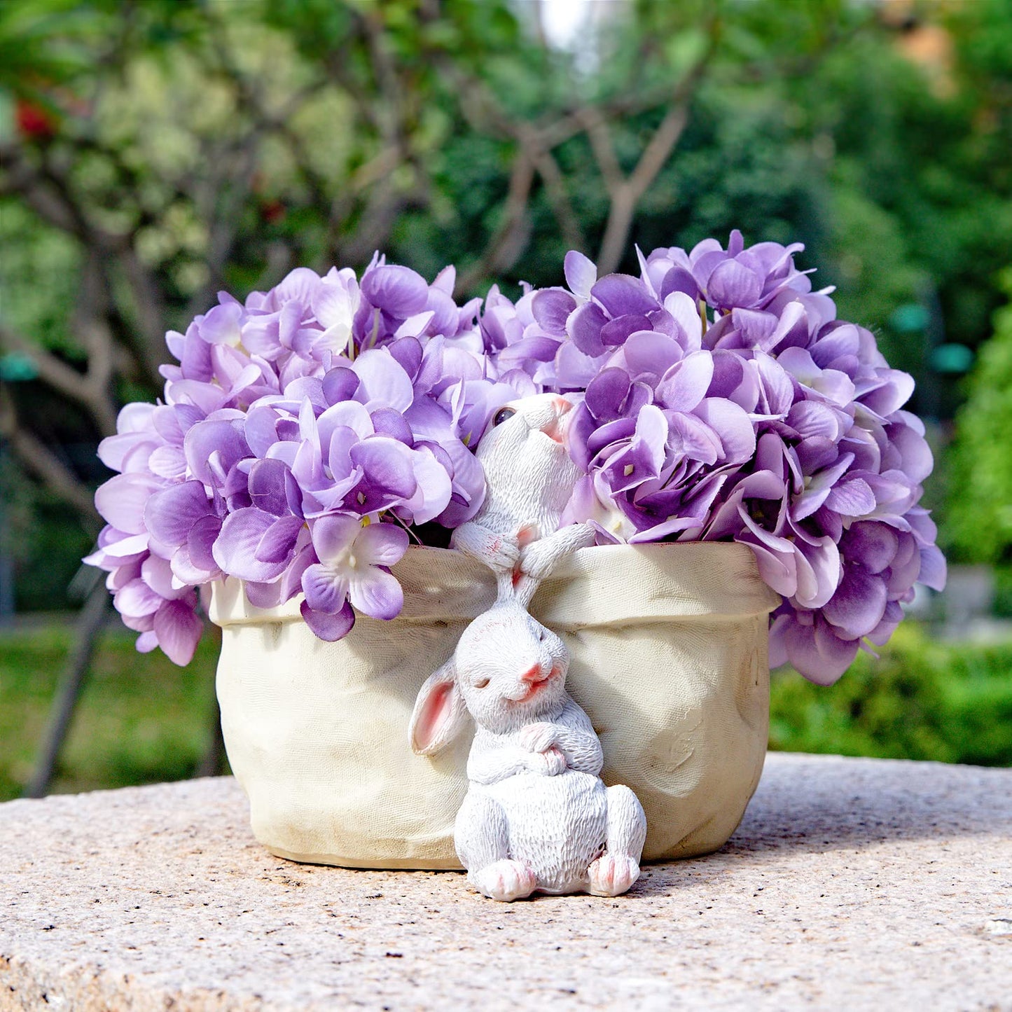 WONDHOME Rabbit Flower Pot Succulent Planter Garden Pots, Easter Decorative Flower Pot,Animal Shaped Cartoon Planter Pots,Art Decorations（with Drainage Hole）