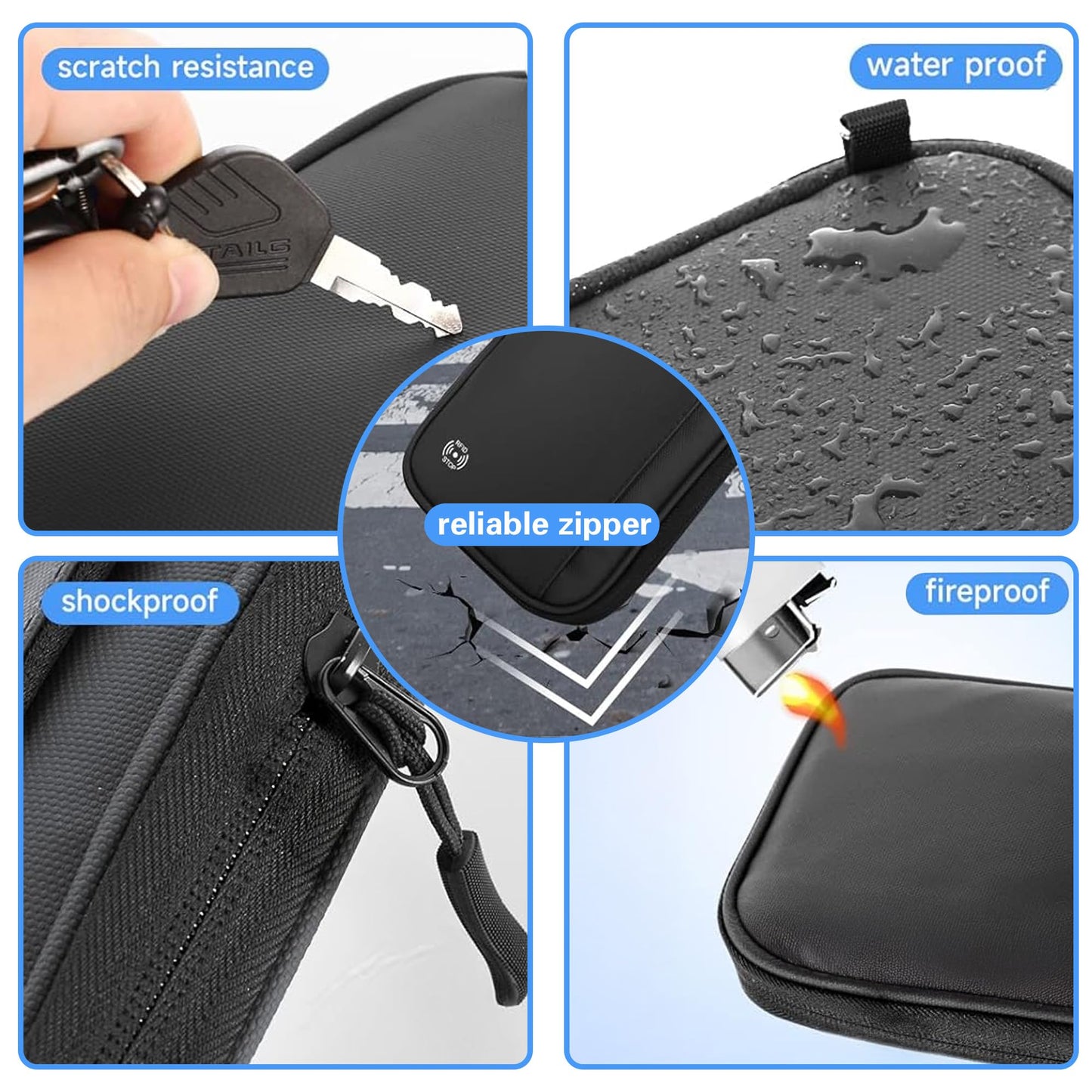Travel Wallet Passport Holder, Family Passport Holder with RFID Blocking, Portable and Foldable Unisex Travel Essentials,Waterproof Used for Money, Flight Tickets Credit Card, Men and Women (Black)