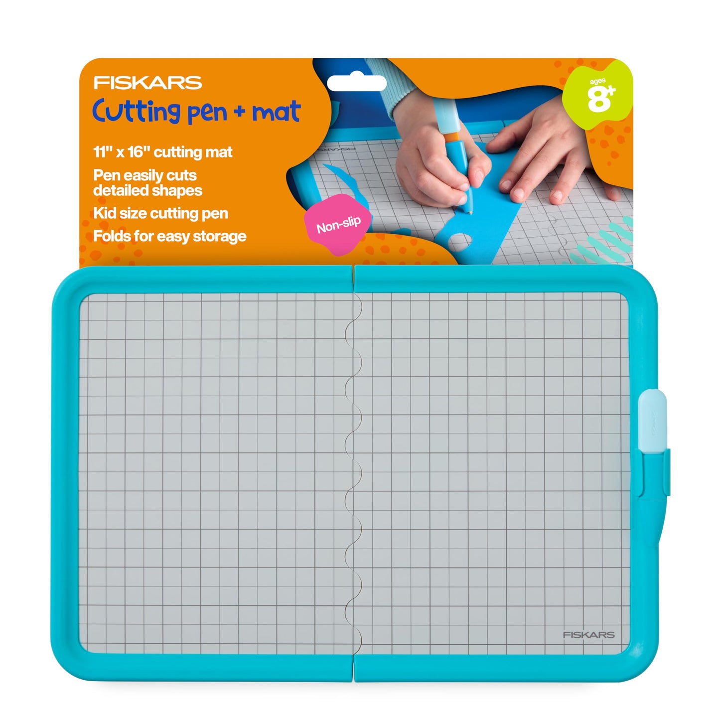 Fiskars Kids Cutting Pen with Foldable Non-Slip Mat – Safe Precision Tool for Crafting and School Projects