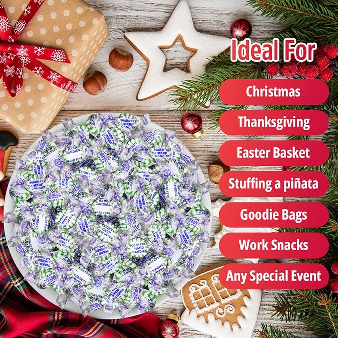 Sweetside Sugar Free Starlight Spearmint Hard Candy, 2lb Pack of Spearmint Mints Individually Wrapped, Mint Hard Candy That’s Great for Sharing, Ideal Sugar Free Treat for Diabetics Lifestyles