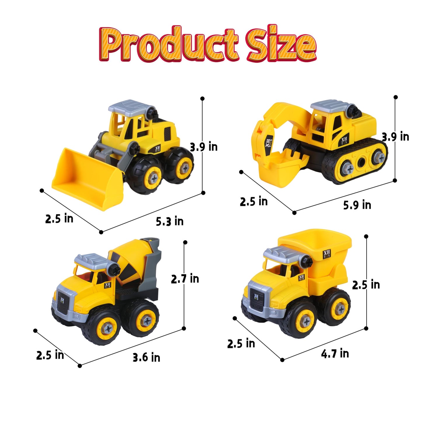 YIDESTARS Play Construction Sand Kit,2.2lbs Magic Sand W/4 Large Take Apart Construction Trucks,1 Sandbox,8 Worker Figures and Road Signs,8 Molds,Toys for 2-8 Years Old Boys Girls