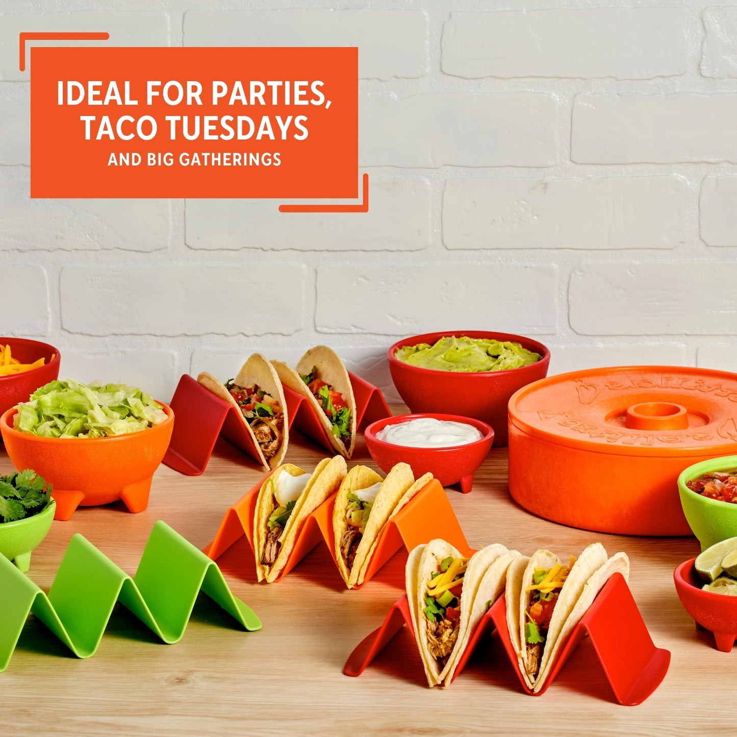 IMUSA 12pc Taco Fiesta Set, Red/Orange/Green