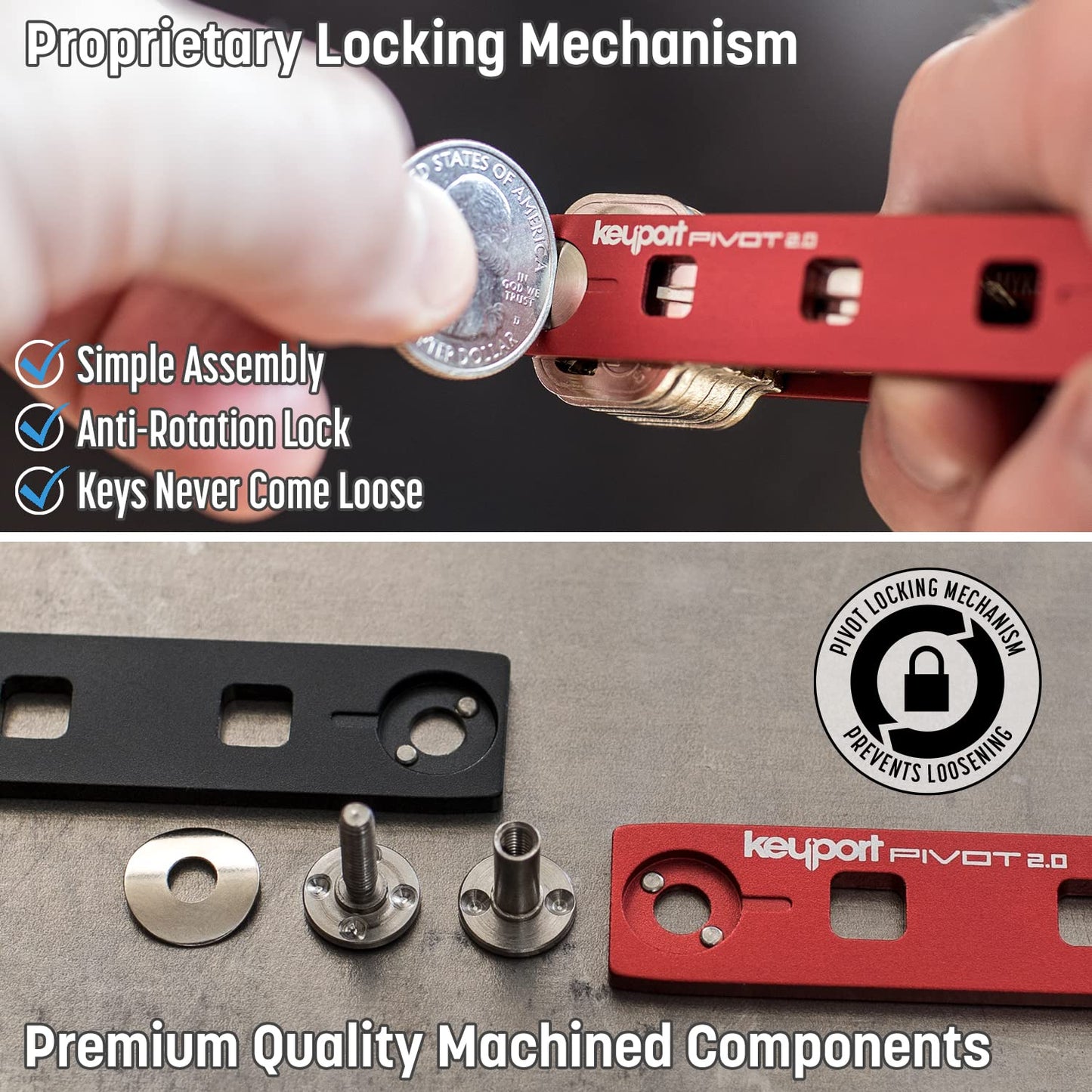 Keyport Pivot 2.0 Key Organizer - EDC Key Holder with Car Key Fob Attachment and Lost & Found Service - Compact, Customizable Modular Design - Keychain Alternative Gift for Men - Aluminum (Silver)