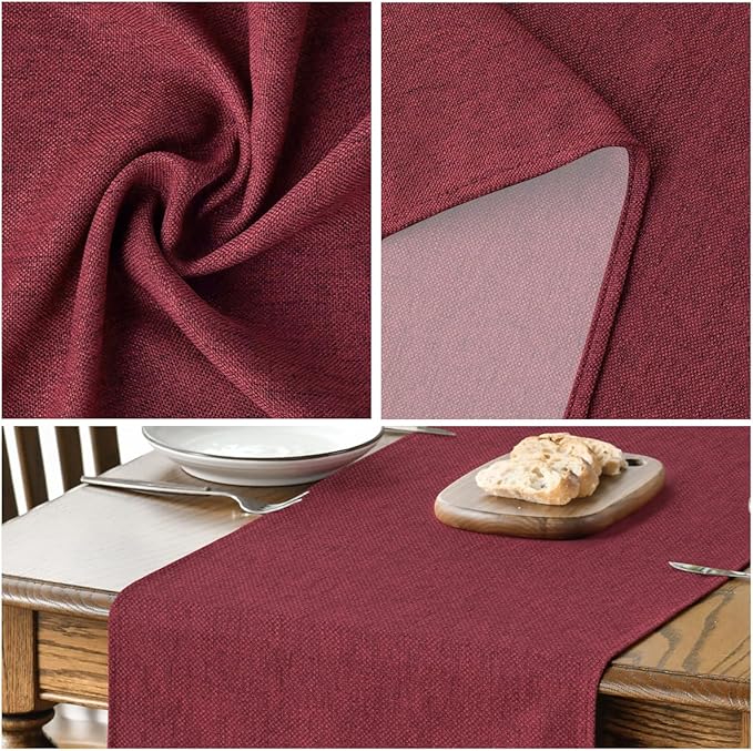 Artoid Mode Dark Red Table Runner, Seasonal Christmas Valentine's Washable Kitchen Dining Table Decoration for Home Party Decor 13x90 Inch