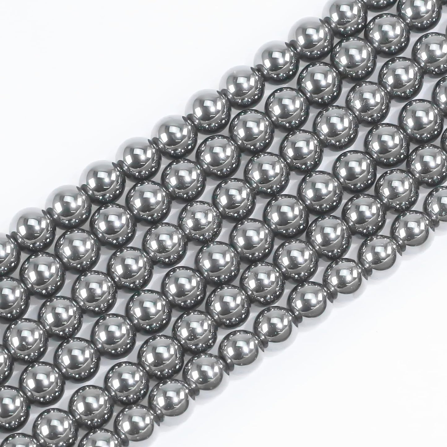 4mm Natural Gemstone Round Black Hematite Beads for Jewelry Making Small Stone Beads for Bracelets Men Chakra Necklace Making Supplies (15"/Strand)