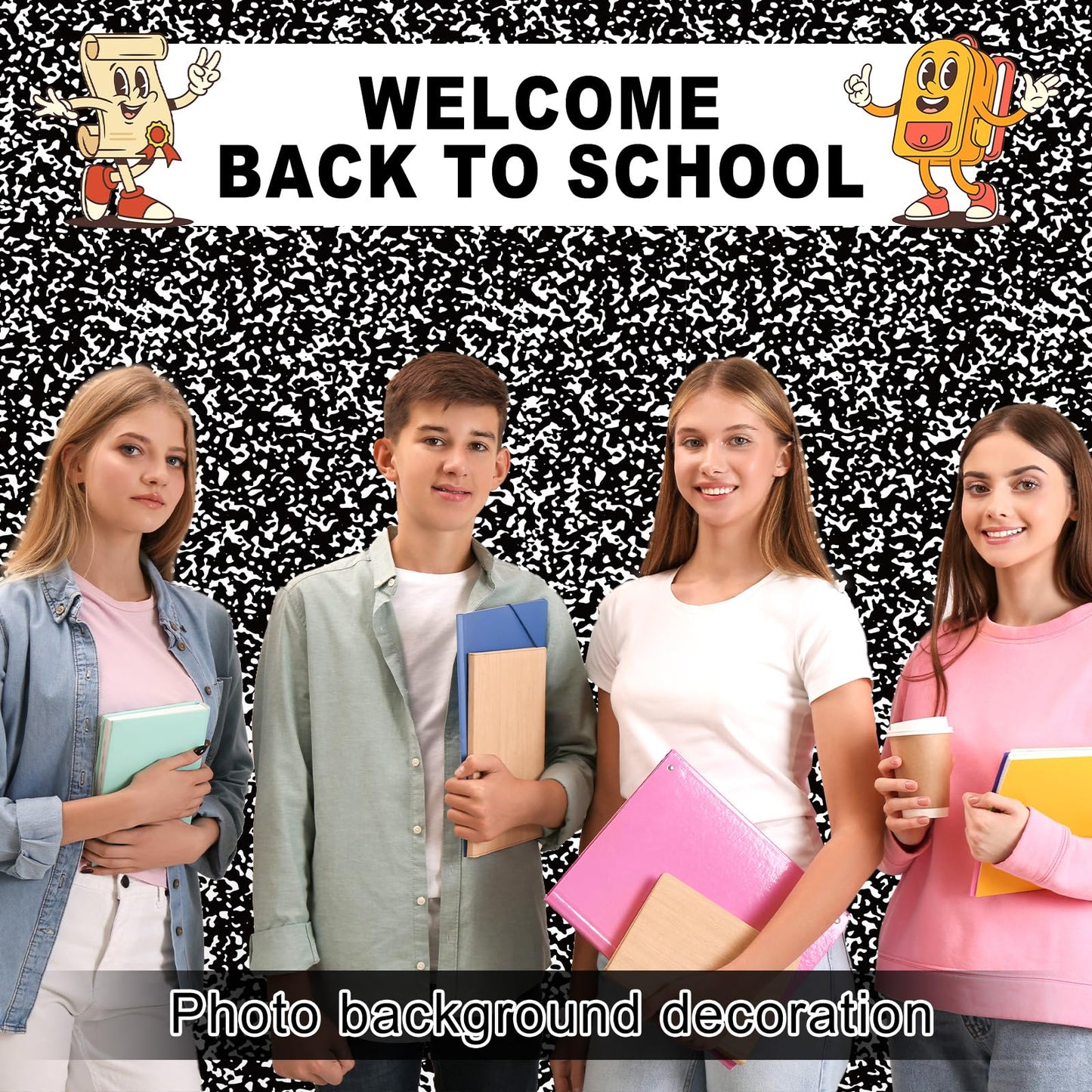 Black Composition Bulletin Board Roll Reusable Waterproof Erasable Composition Notebook Non-Woven Fabric Bulletin Board Roll Black and White Background Poster for Classroom Decor Wrap Craft 15.7"x20ft