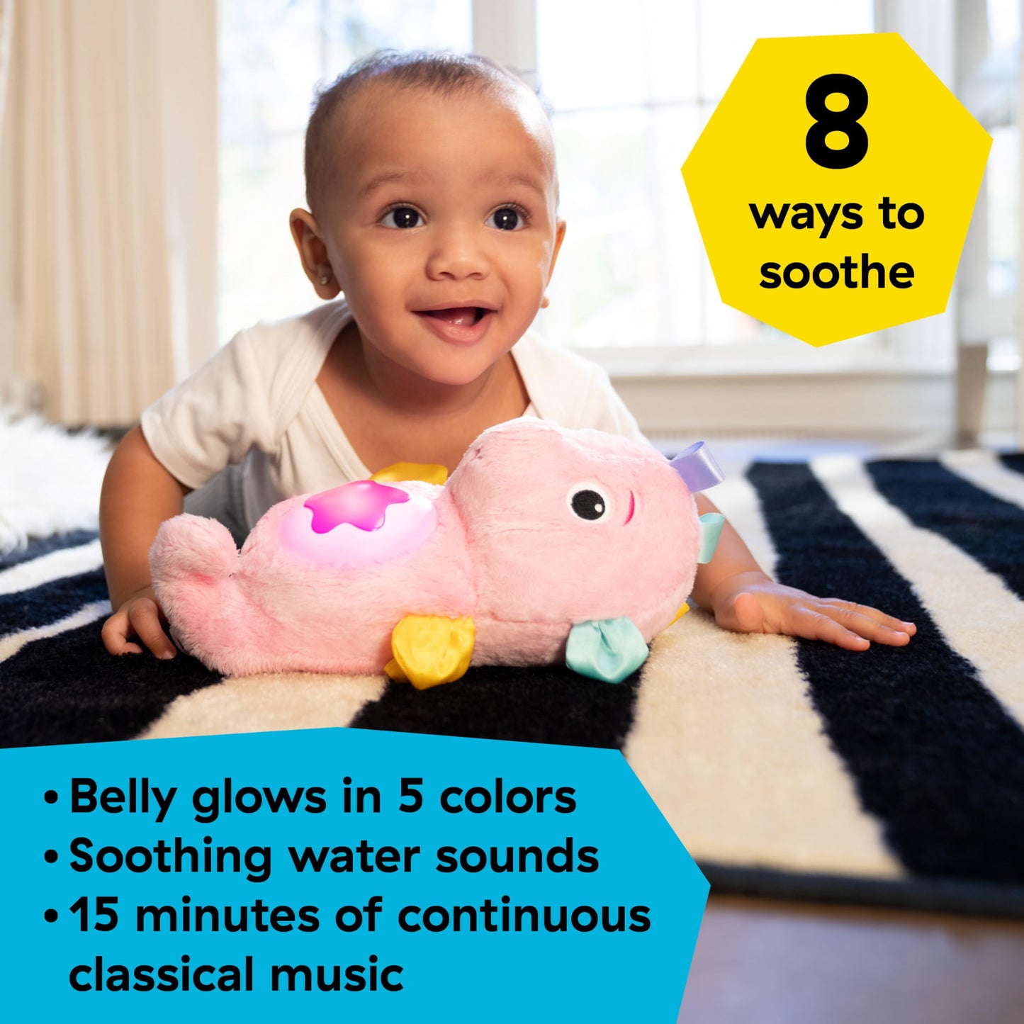 Baby Einstein Sea Dreams Seahorse Plush Soother Toy, with Music and Lights, Ages 0 Months and Up, Pink