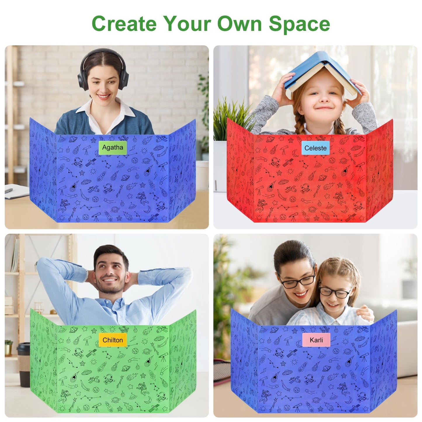 Ubenic 24-Pack Desk Dividers for Students, Space Cardboard Privacy Boards for Student, Privacy Shield Folder Boards, Classroom Divider Shield for School Teachers Home