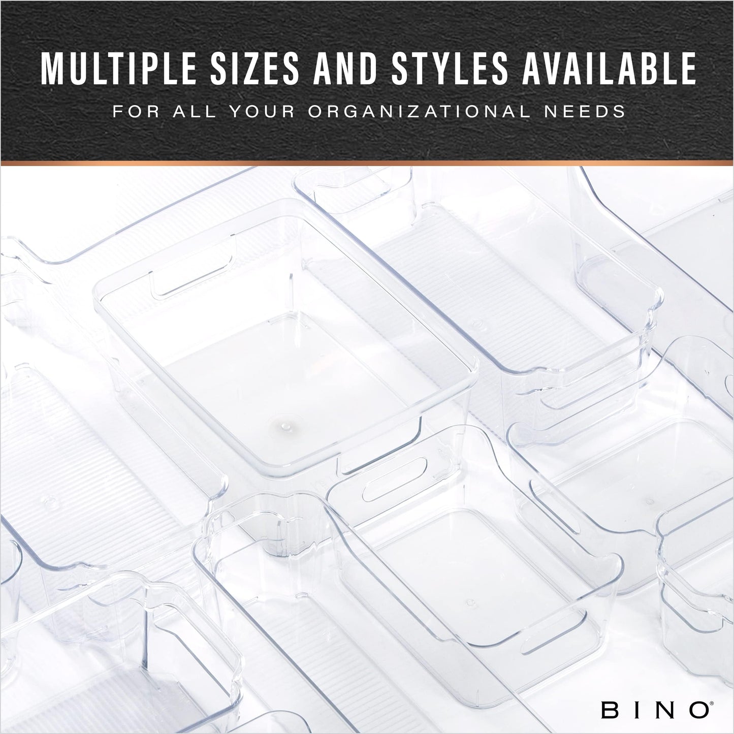 BINO | Plastic Organizer Bins, Small - 4 Pack | The SOHO Collection | Multi-Use Plastic Bin | Pantry & Freezer Organizer Bin | Storage Containers | Bins for Home & Kitchen Org