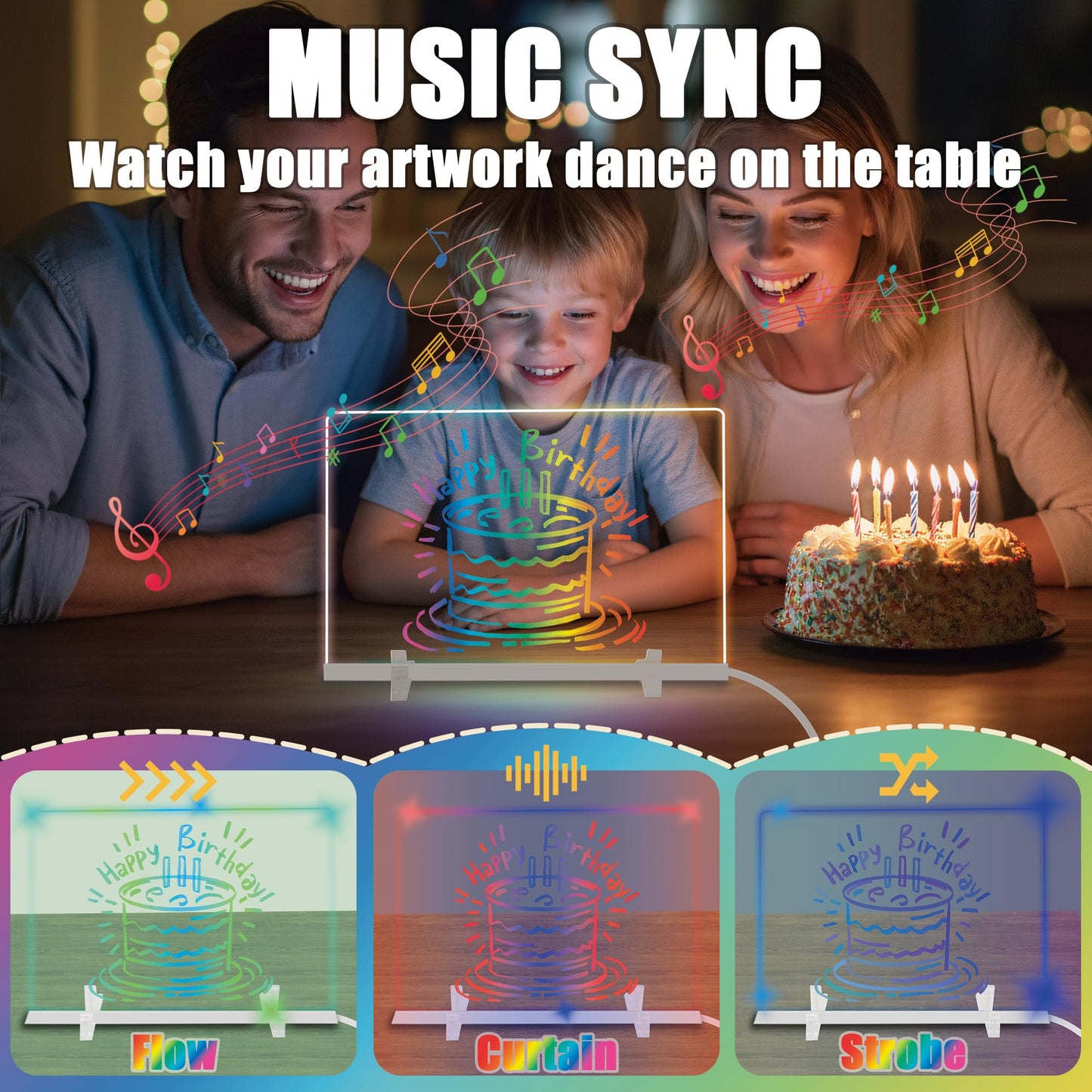 Scratch‑Proof Glass LED Drawing Board with 16 Million Colors & 256 Dynamic Effects, LED Note Board with Colors, Light Up Drawing Board with 12 Pens, Cleaning Cloth & Gloves, 11.81’’X7.87’’