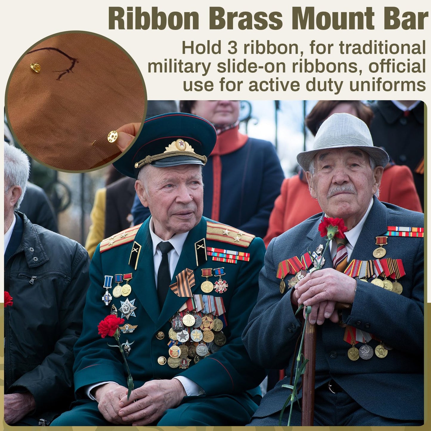 Landical 6pcs Military Ribbons Holding Bar Ribbon Mounting Bar Rack Military Brass Mount Holder for Uniforms Organizer (3 Ribbon)