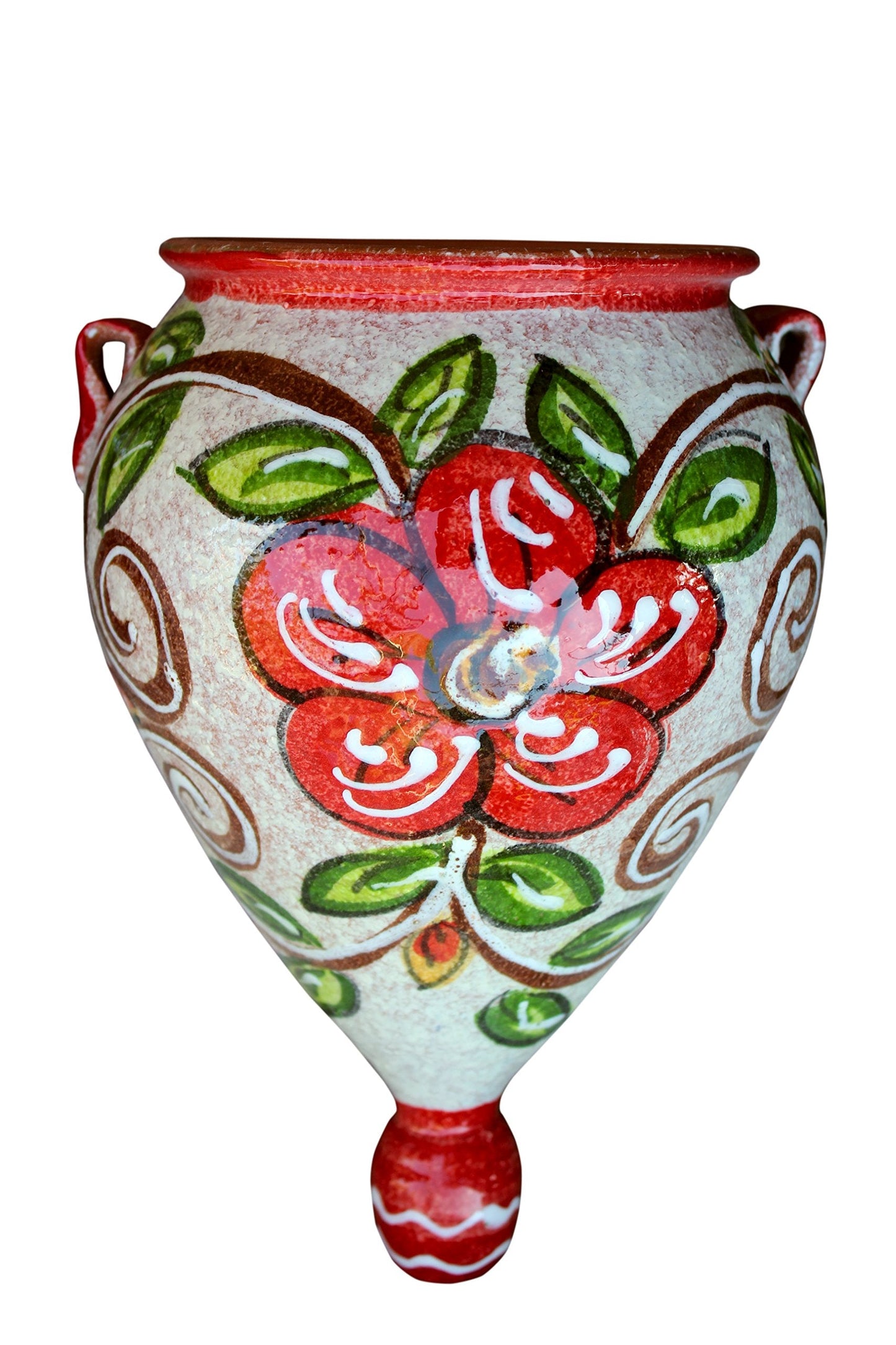 Cactus Canyon Ceramics Hand-Painted Spanish Orza Wall Flower Pot, Spanish Rose