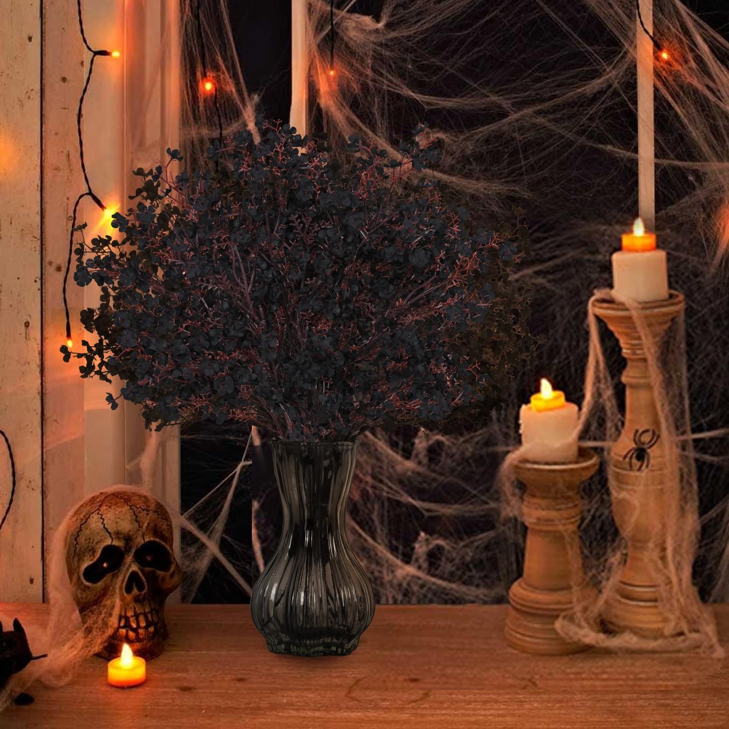 Yastouay Black Artificial Flowers 10 Pcs Fake Flowers Babys Breath Flowers Artificial Bulk, Silk Faux Flowers Stems Decor for Party Wedding Bouquets DIY Home Garden Decor
