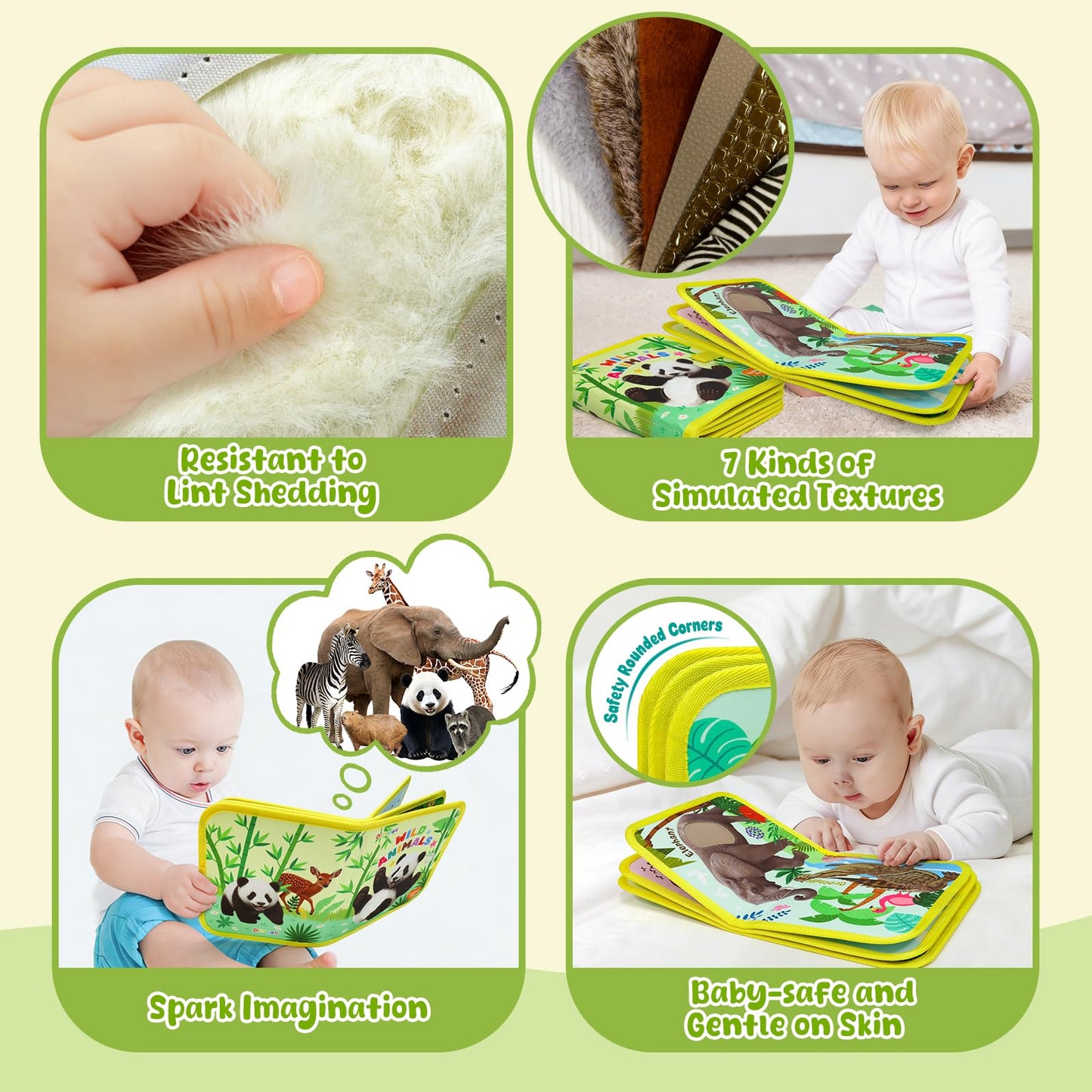 Dr.Rapeti Touch and Feel Book, Tactile Book, Sensory Cloth Toy, Interactive Fabric Touch Toy, Textures & Interactive for Infant Development