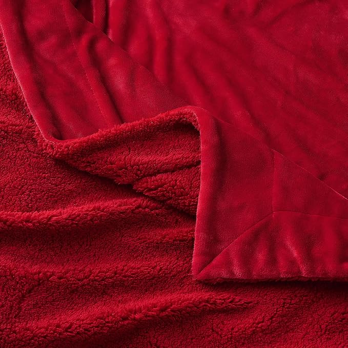 SOCHOW Sherpa Fleece Throw Blanket, Double-Sided Super Soft Luxurious Plush Blanket Twin Size, Classic Red, 60x80 inches