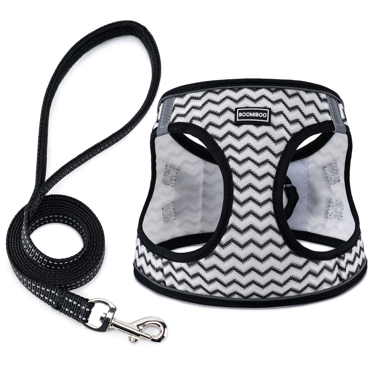 Dog Harness with Leash Set, Step-in Adjustable Puppy Pet Vest,Blue Stripe L