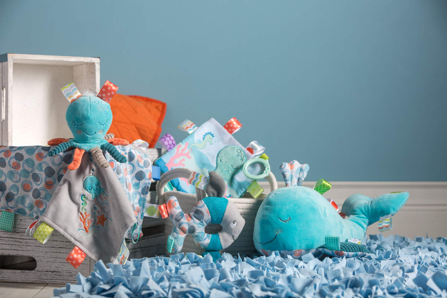 Taggies Crinkle Me Toy with Baby Paper & Squeaker, 6.5 X 6.5-Inches, Sleepy Seas Octopus